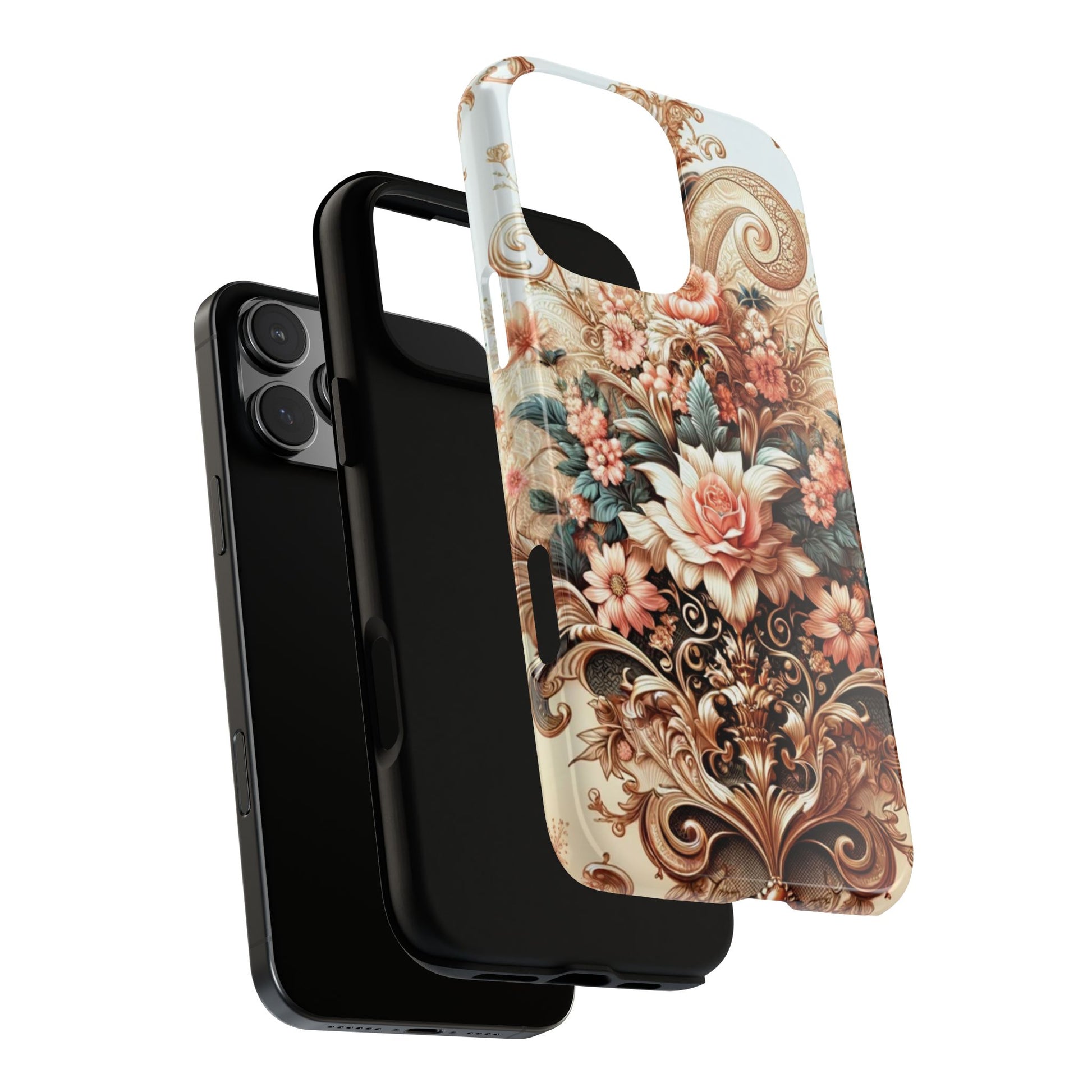 Gold Design Luxury Phone Tough Case Floral Elegant Durable Stylish for Modern Devices iPhone 17, 16, 15, Samsung iPhone Samsung Accessory Gift for Her