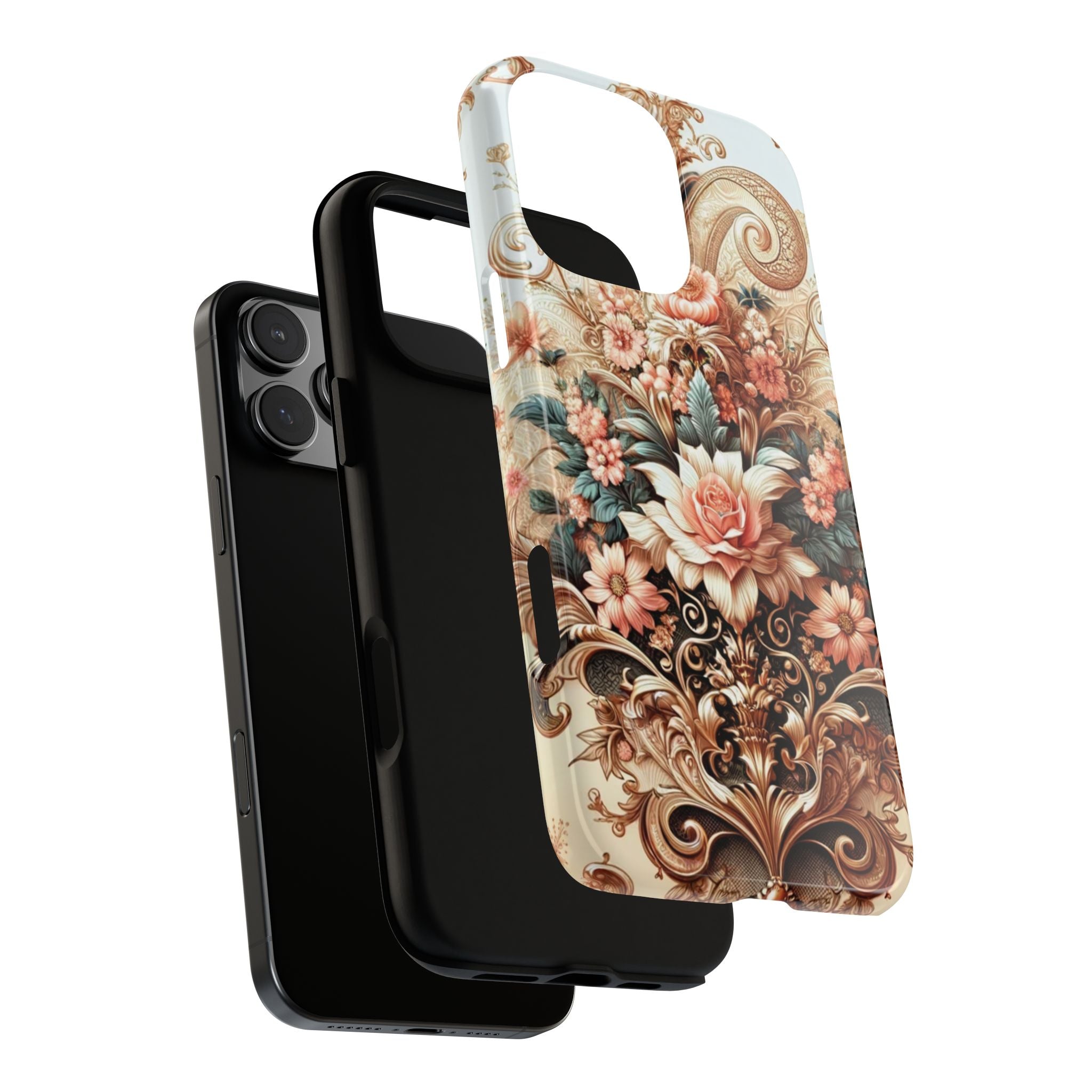 Gold Design Luxury Phone Tough Case Floral Elegant Durable Stylish for Modern Devices iPhone 17, 16, 15, Samsung iPhone Samsung Accessory Gift for Her