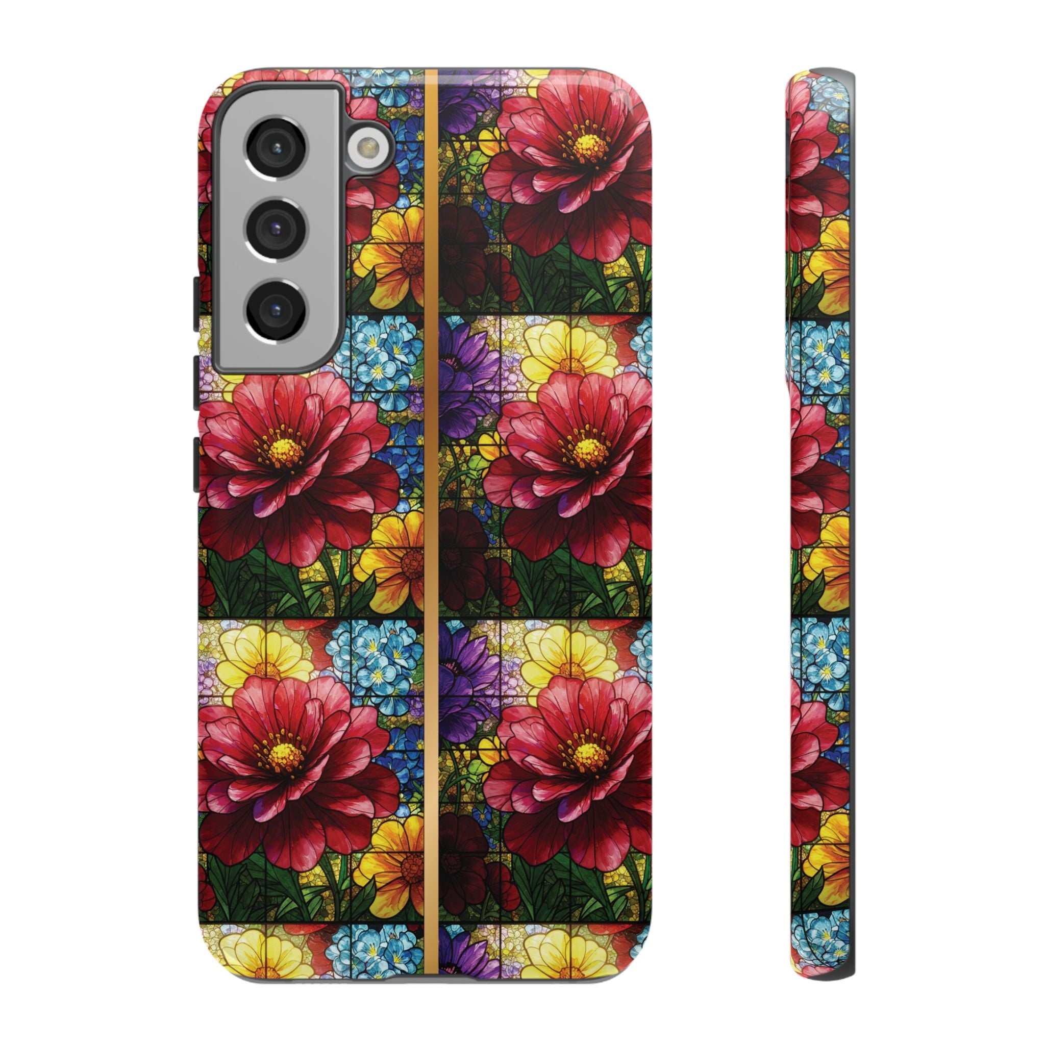 Stained Glass Illusion Floral Phone Case  3D Colorful Flower Design, Protective Christian Gift, Fits iPhone, Samsung, Google Pixel