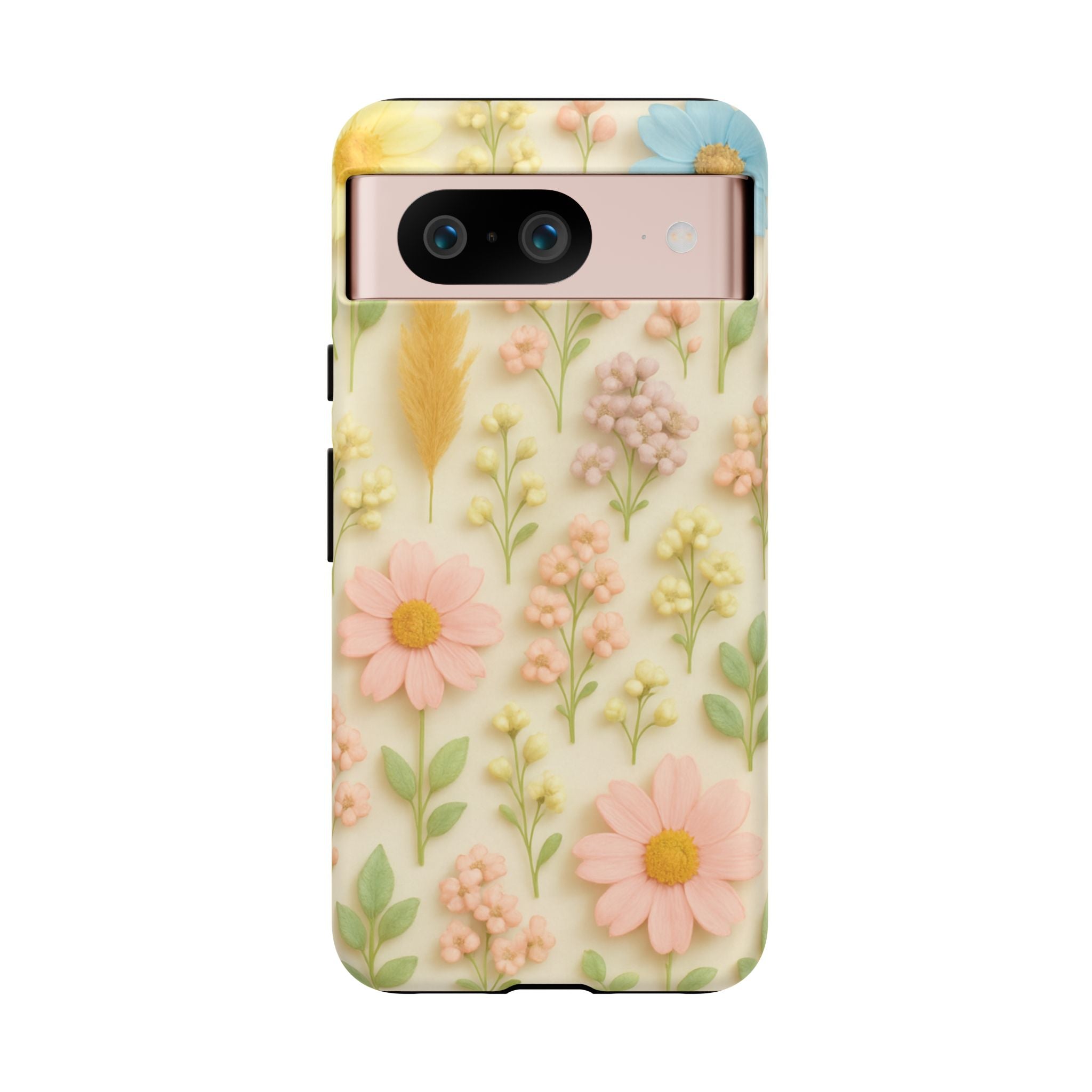 Pastel Dried Flowers Illusion Phone Case 3D Realistic Pressed Floral Design, Bright Botanical Aesthetic, Soft Nature-Inspired CoveriPhone & Galaxy
