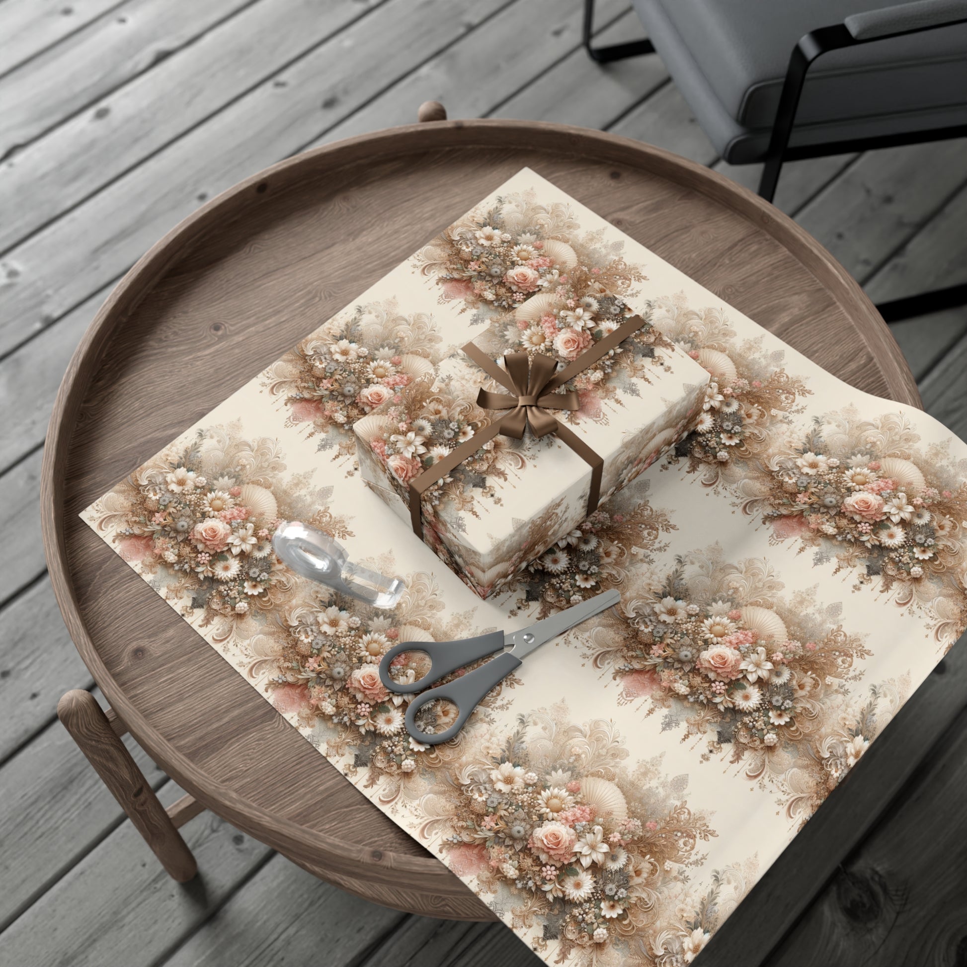 Elegant Vintage Lace Floral Symphony Timeless Wrapping Paper Perfect for Weddings, Bridal & Baby Showers Eco-Friendly, All Occasion.