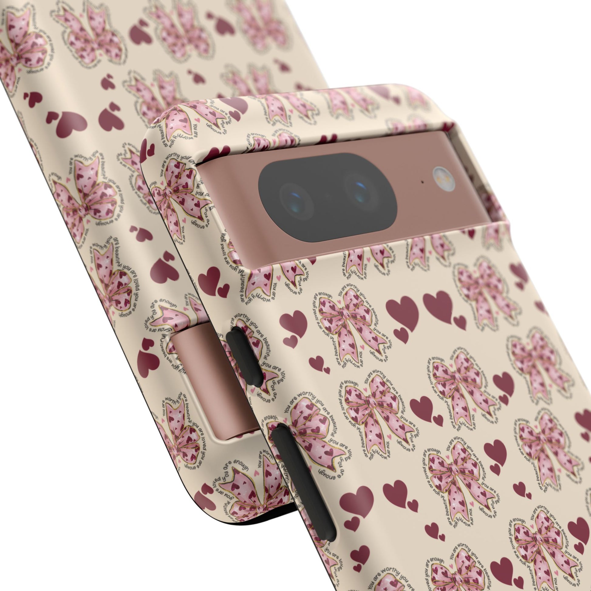 Charming Hearts & Pink Bows Phone Case Stylish & Durable Protection for Your Device | Scratch-Resistant, Slim Fit, and Lightweight Design for Everyday Use for iPhone & Android | Fresh Nature-Inspired Design!