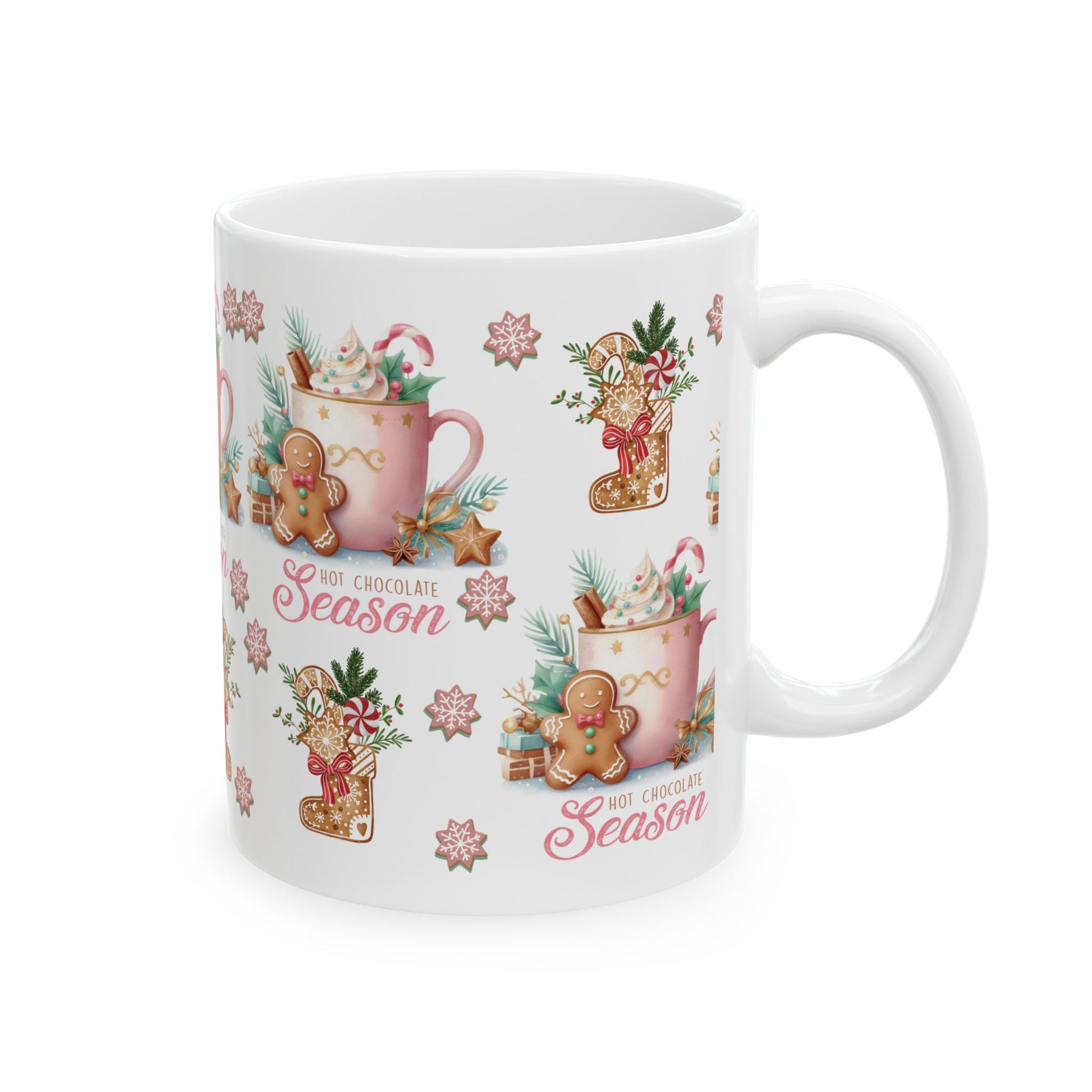 Charming Gingerbread with Hot Chocolate Season Pink Mug | Festive 11oz & 15oz Holiday Coffee Cups | Perfect Christmas Gift, Cozy Winter Drinks, and Seasonal  Mug for Tea, Cocoa, and More Unique Gift for Mom - MRSBYVALLE