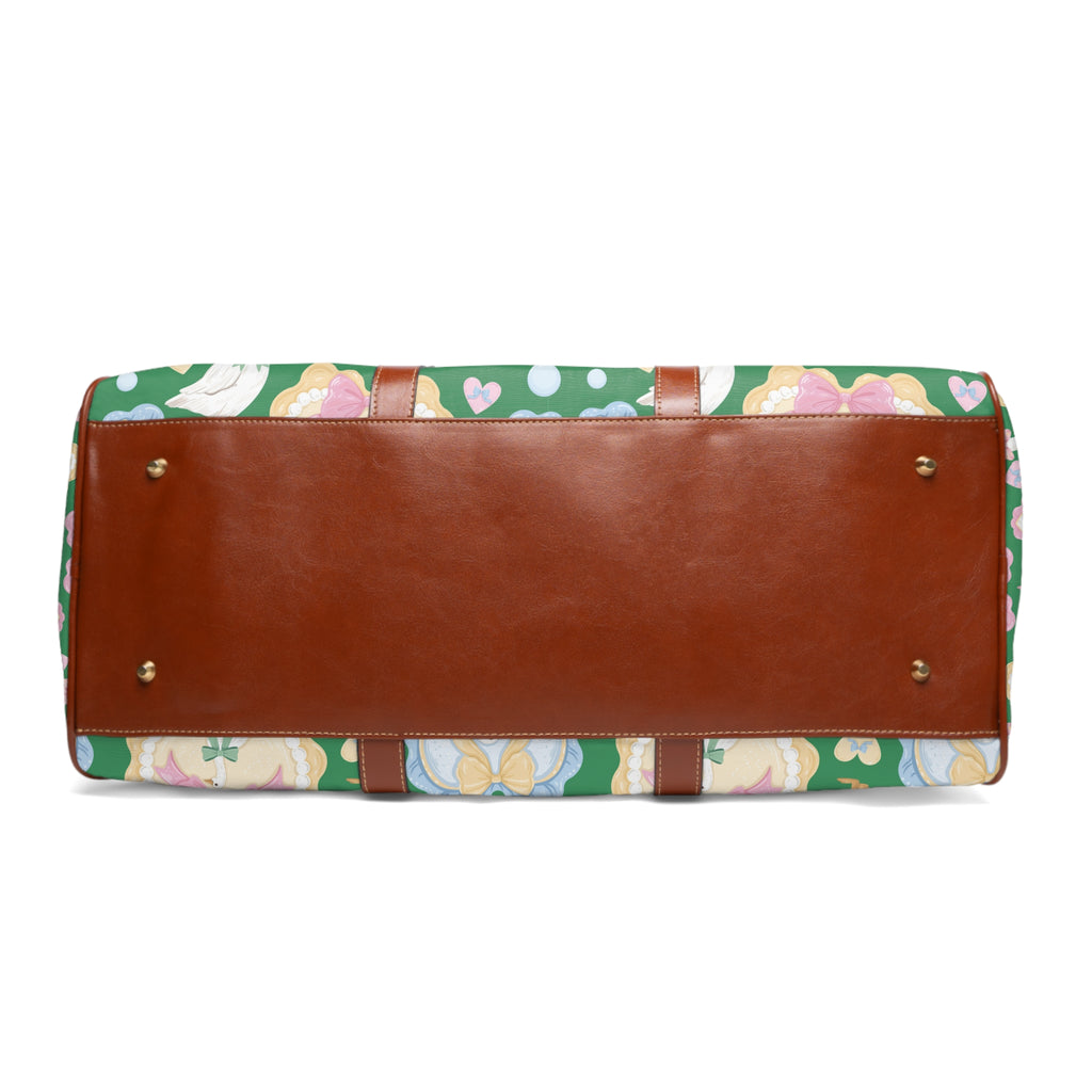 Sac de voyage imperméable vert Oie Cendrillon — Nœuds et cœurs pastel