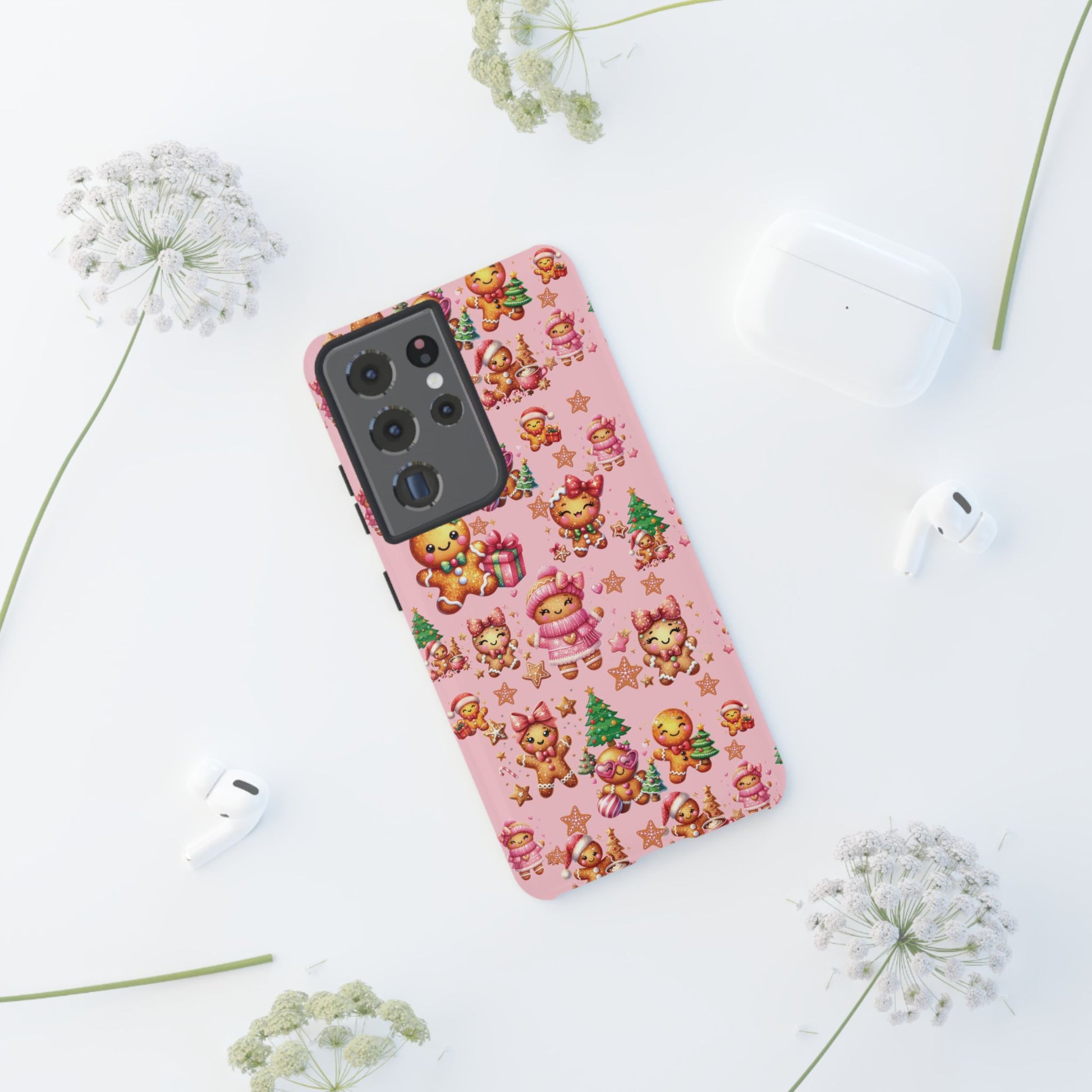 Adorable Pink Gingerbread Girl Phone Case Girly Holiday Vibes, Sweet Christmas Aesthetic, Cute & Festive Gift Idea for Her, Fun Protective Cover