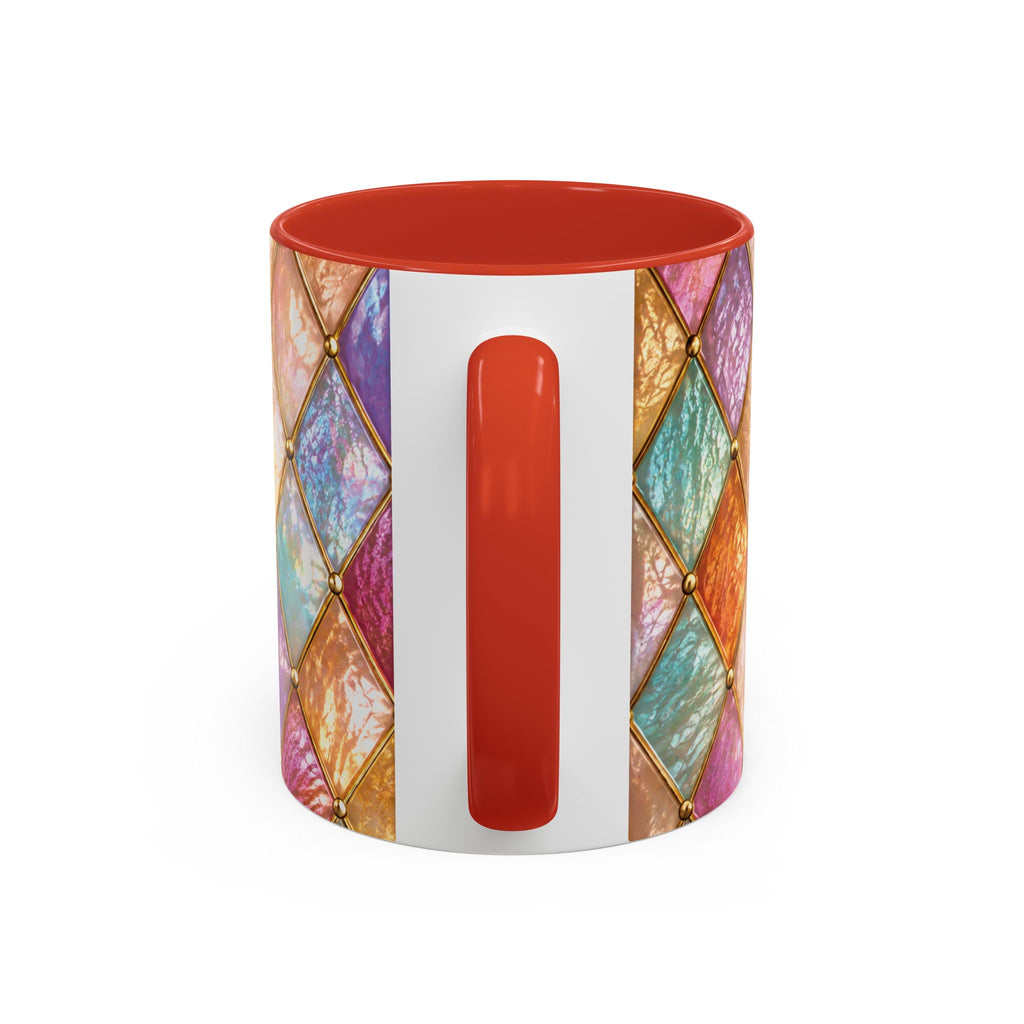 Colorful Jewel-Quilt Accent Coffee Mug — Vibrant Stained-Glass Pattern (11/15oz) Gift for her