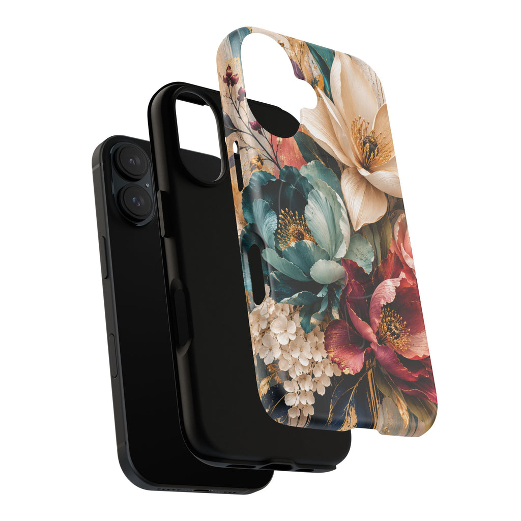 Vintage Floral Bouquet phone case Tough Magnetic Case Velvet Bloom Floral Art iPhone Case  Botanical Protective Case Samsung Modern Garden