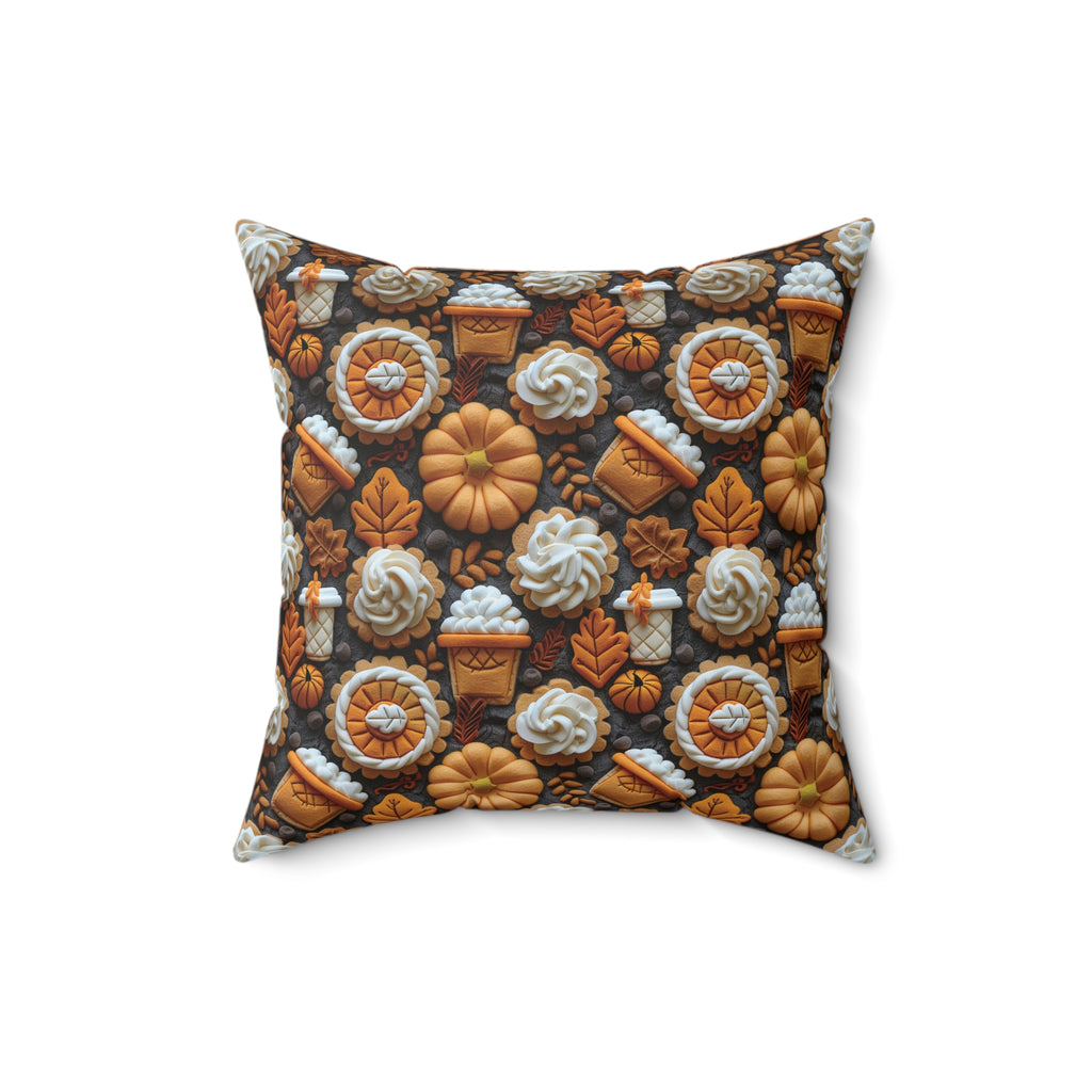 Pumpkin Spice Boho Fall 3D Illusion Square Pillow Cozy Autumn Decorative Accent for Home Decor | Soft, Stylish Throw Pillow for Couch, Bed, or Chair Home Decor Bridal Shower - MRSBYVALLE