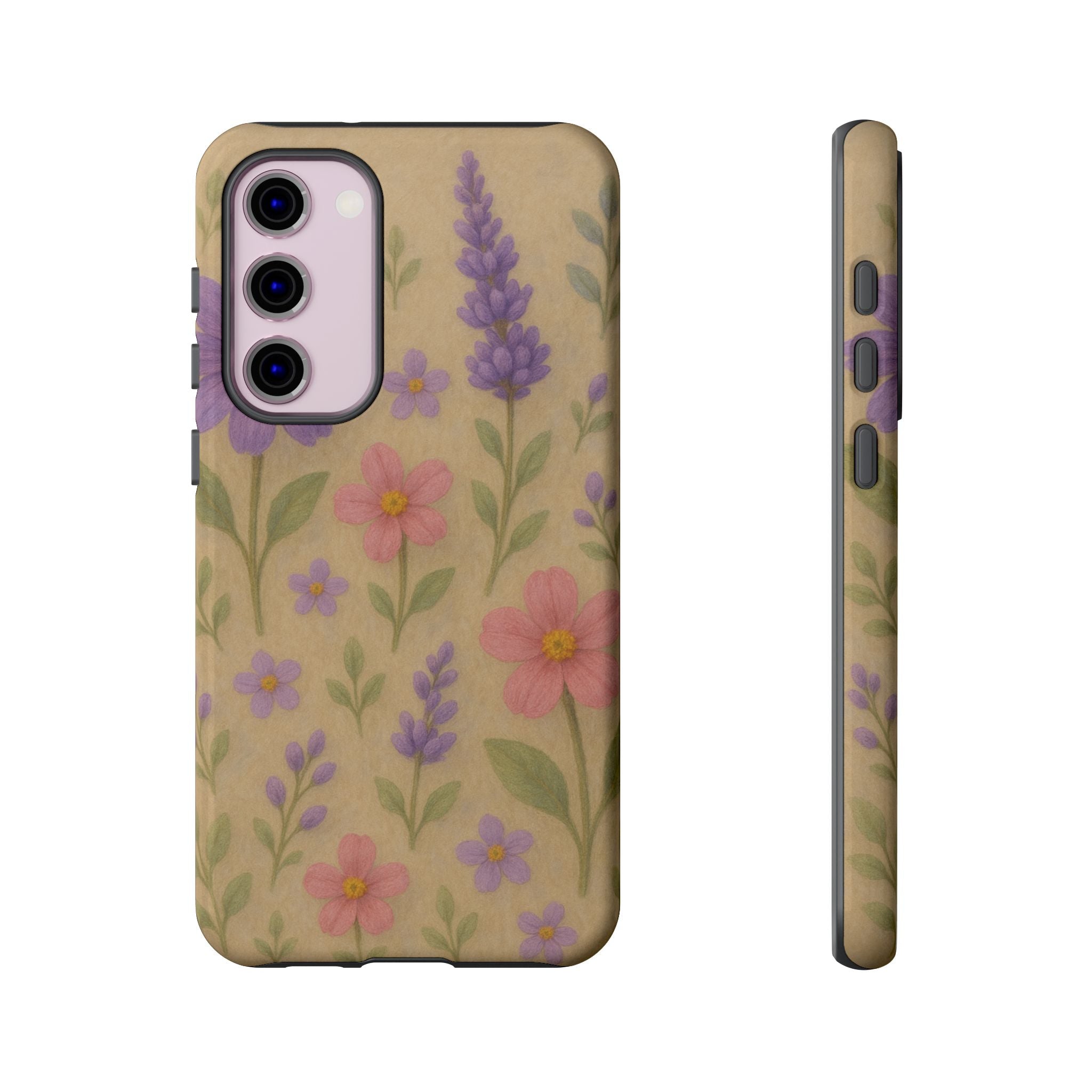 3D Illusion Wildflower Phone Case Cute Pastel Floral Design in Lavender, Pink, Mint Green – Aesthetic Protective Case for iPhone and  Android