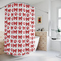 Red Bows and Paws Shower Curtain 71x74 - Cute Paw Print Bathroom Decor, Adorable Dog Lover Gift, Durable and Stylish, Perfect Pet-Themed Home Accessory! - MRSBYVALLE