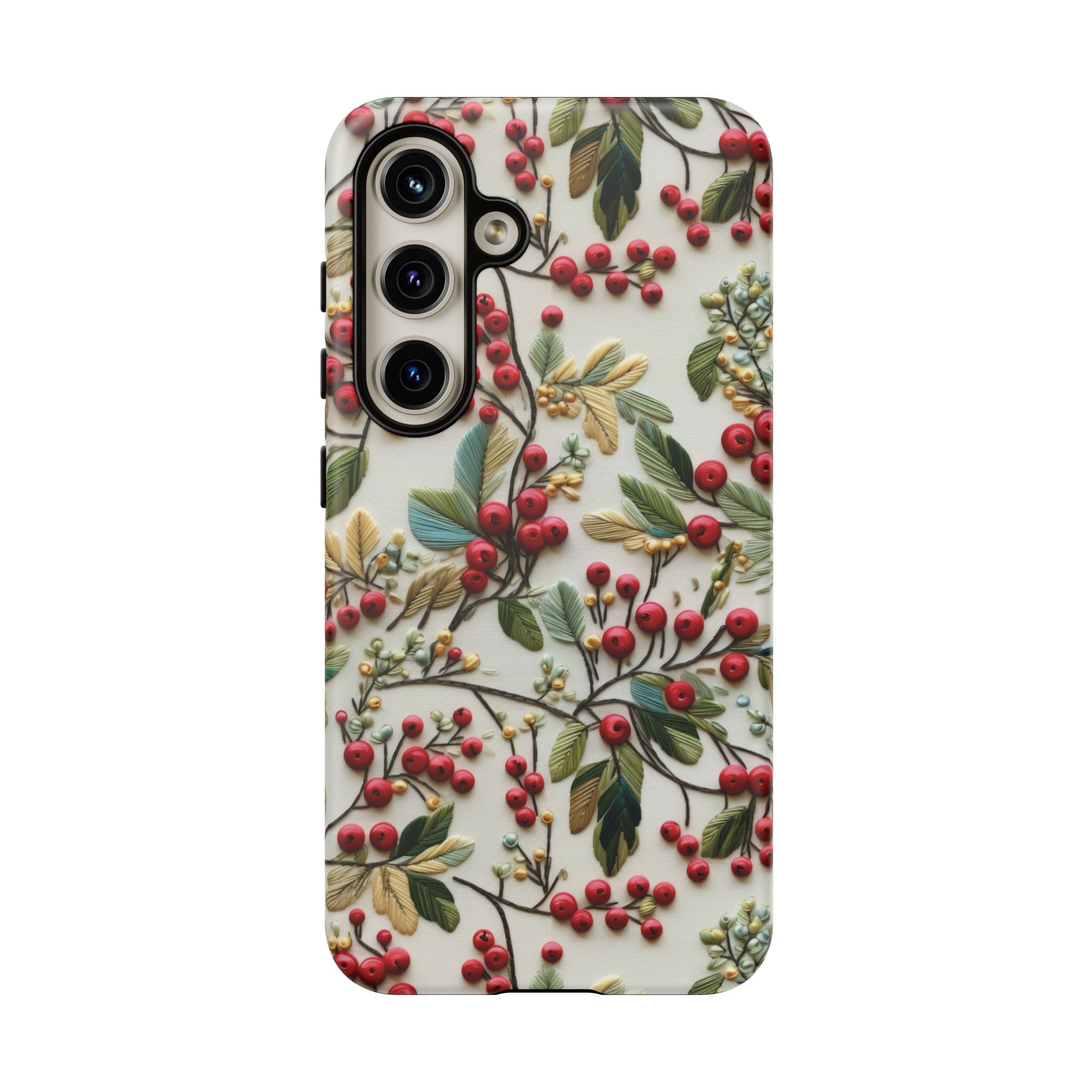 Holly Christmas Wildflowers Boho Chic Design Phone Case - Stylish, Protective Cover for All Models Gift for Mom Accessory Gift for Her