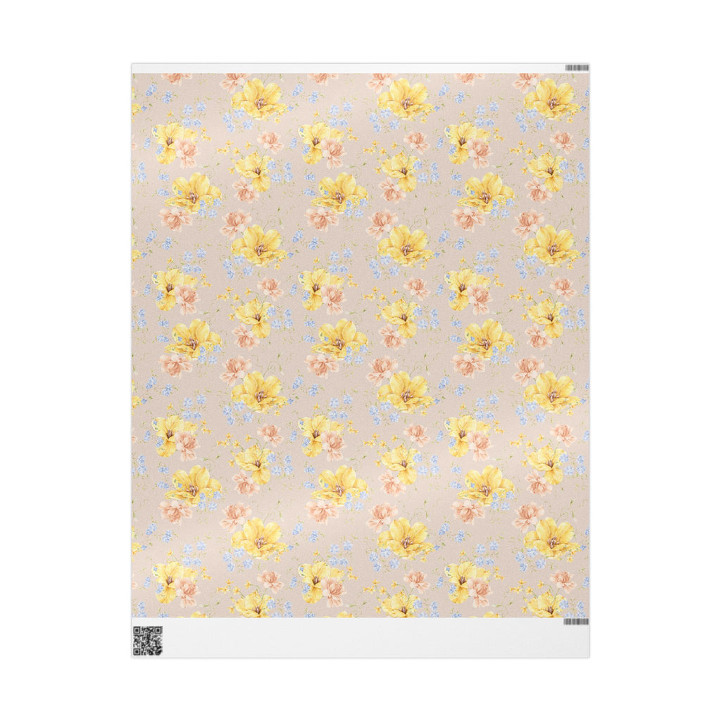 Papier Cadeau Floral Jaune et Bleu | Emballage Cadeau Mariage, Anniversaire & Douche Nuptiale