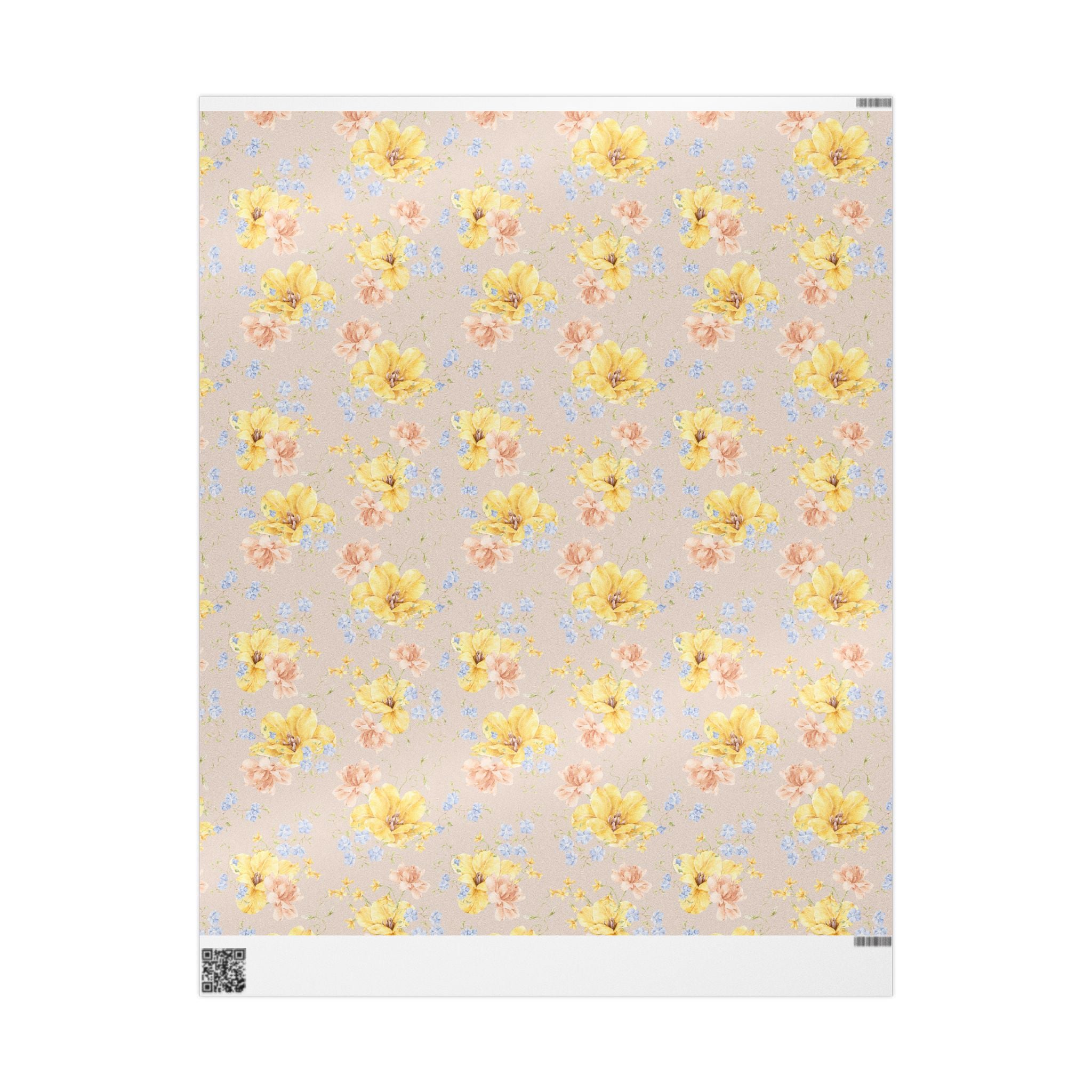 Papier Cadeau Floral Jaune et Bleu | Emballage Cadeau Mariage, Anniversaire & Douche Nuptiale