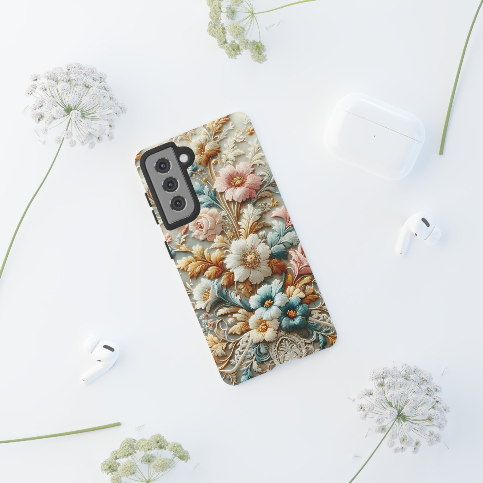 3D Elegant Faux Flowers Phone Case Stylish & Durable for iPhone Samsung Gift iPhone 15, 14, 13 Samsung Pixel Gift for Mom Accessory Gift for Her