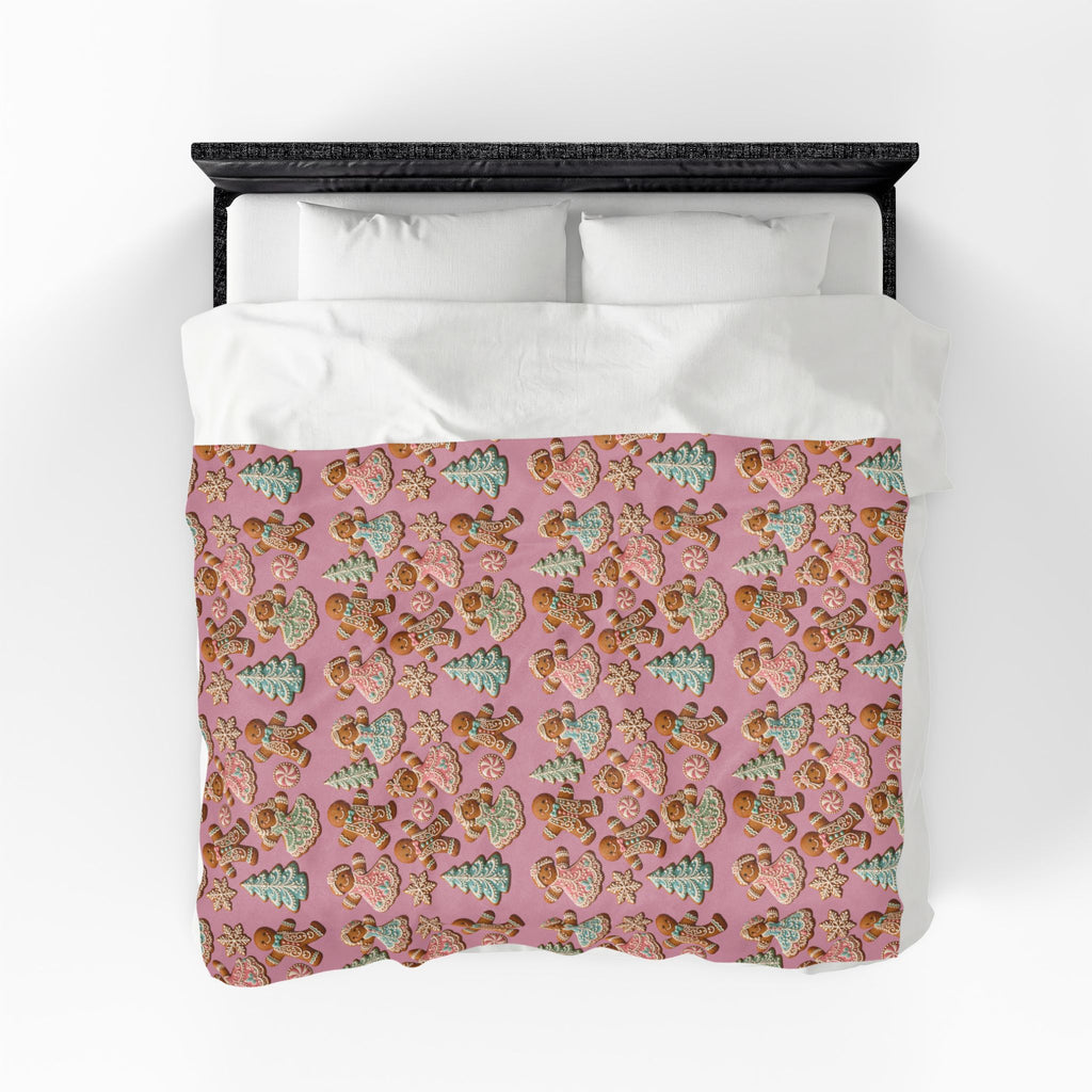 Gingerbread Holiday Velveteen Plush Blanket