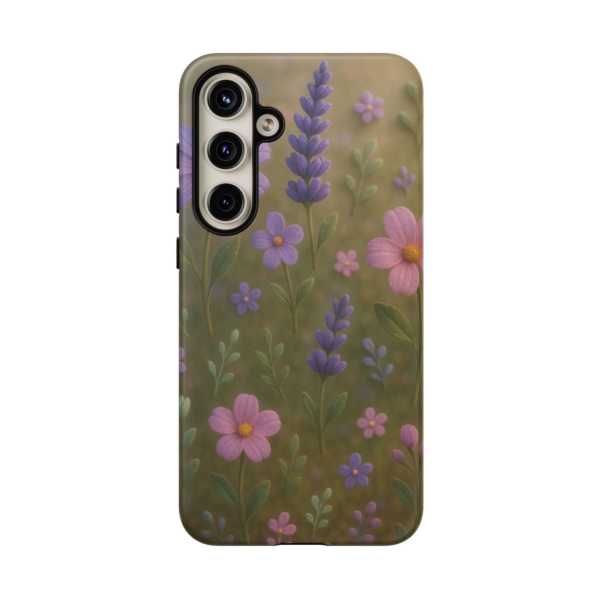 Pastel Flowers 3D Illusion Wildflower Phone Case Cute Pastel Floral Design in Lavender, Pink, Mint Green Aesthetic Protective Case for iPhone and  Android