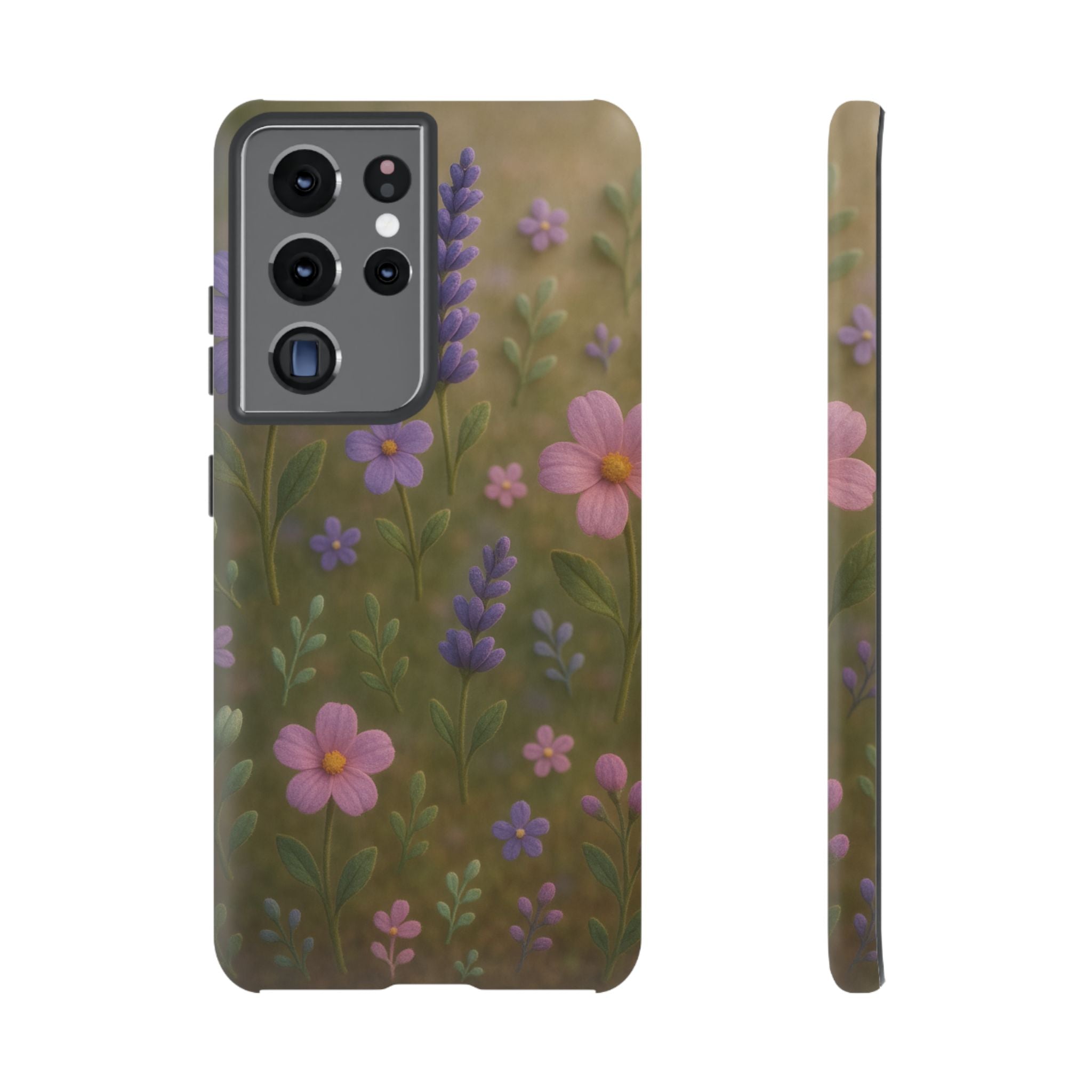 Pastel Flowers 3D Illusion Wildflower Phone Case Cute Pastel Floral Design in Lavender, Pink, Mint Green Aesthetic Protective Case for iPhone and  Android
