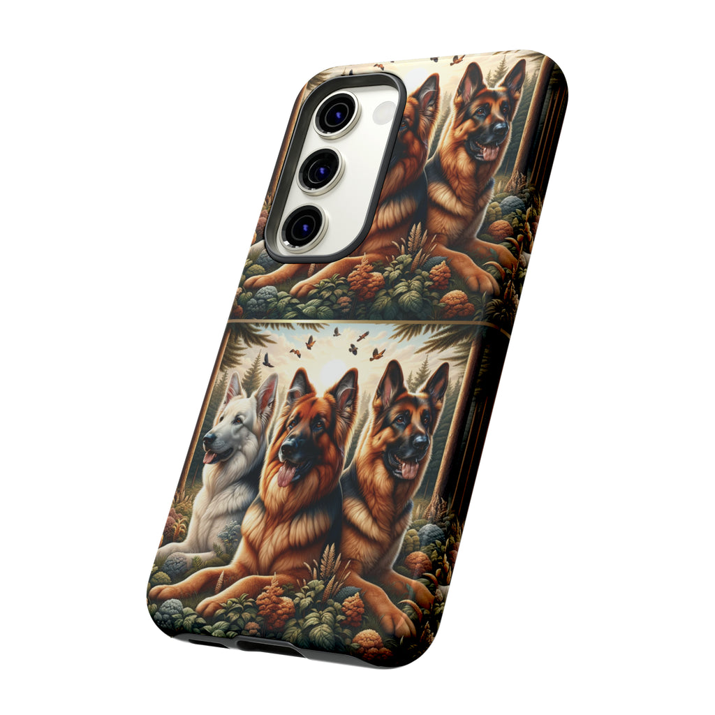 German Shepherd Phone Tough Case Floral Elegant Durable Dog Lover Devices iPhone 15, Samsung iPhone Samsung Accessory Gift for Her.