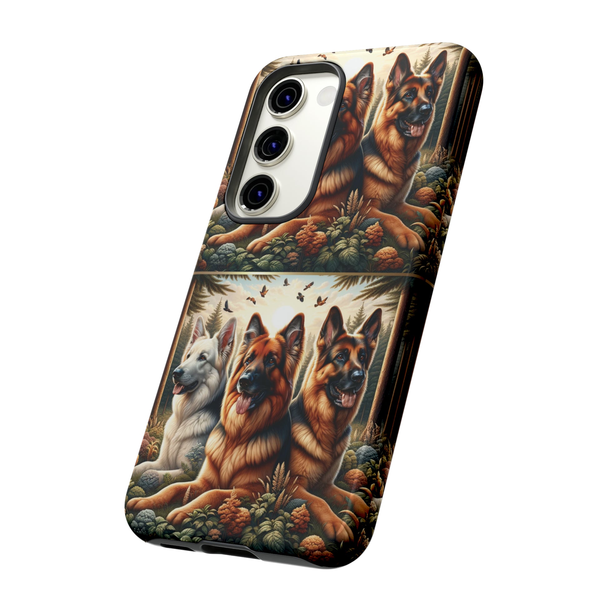German Shepherd Phone Tough Case Floral Elegant Durable Dog Lover Devices iPhone 15, Samsung iPhone Samsung Accessory Gift for Her.