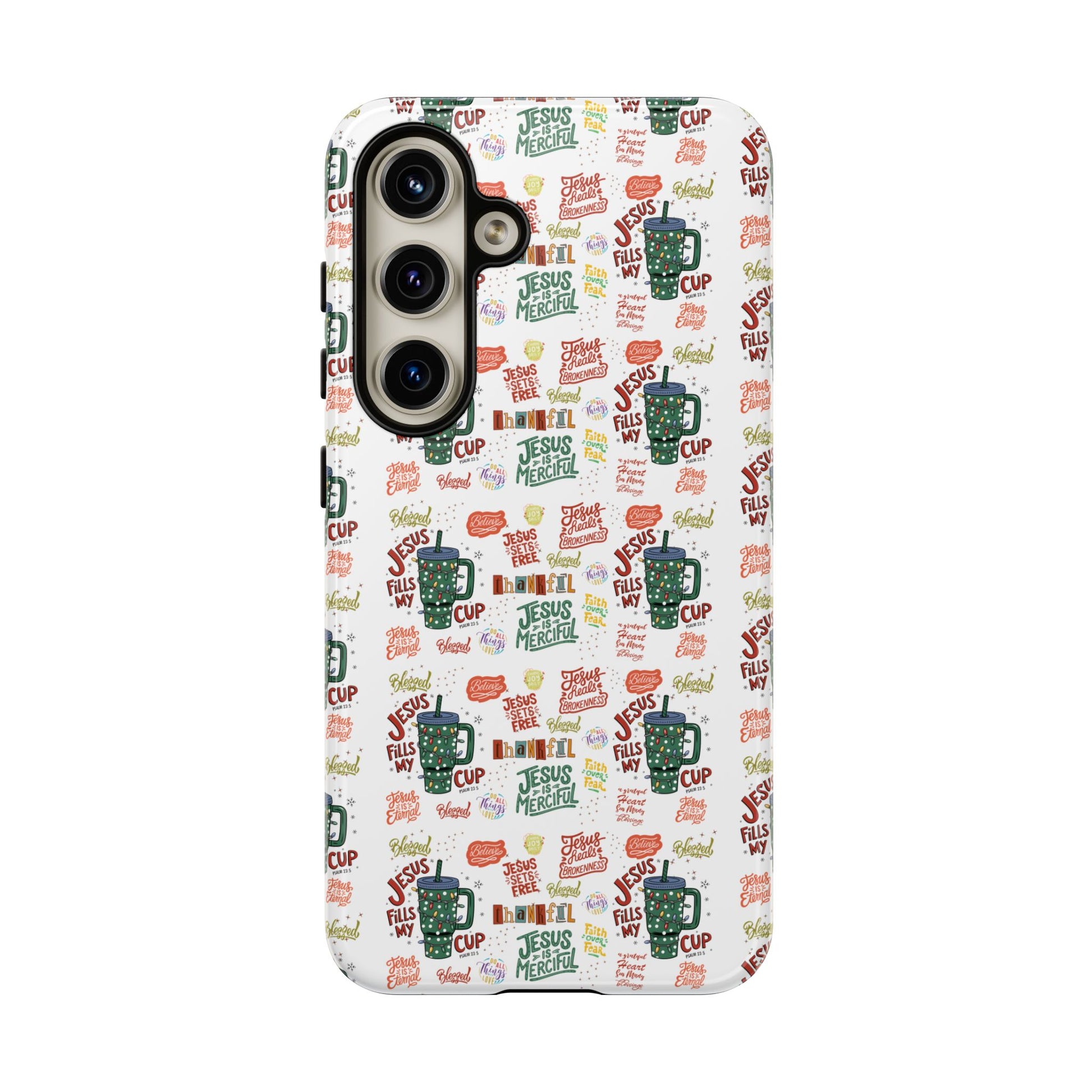 Jesus Fill My Cup Phone Case Cute Floral Design in Red, Pink, Blue – Aesthetic Protective Case for iPhone and  Android