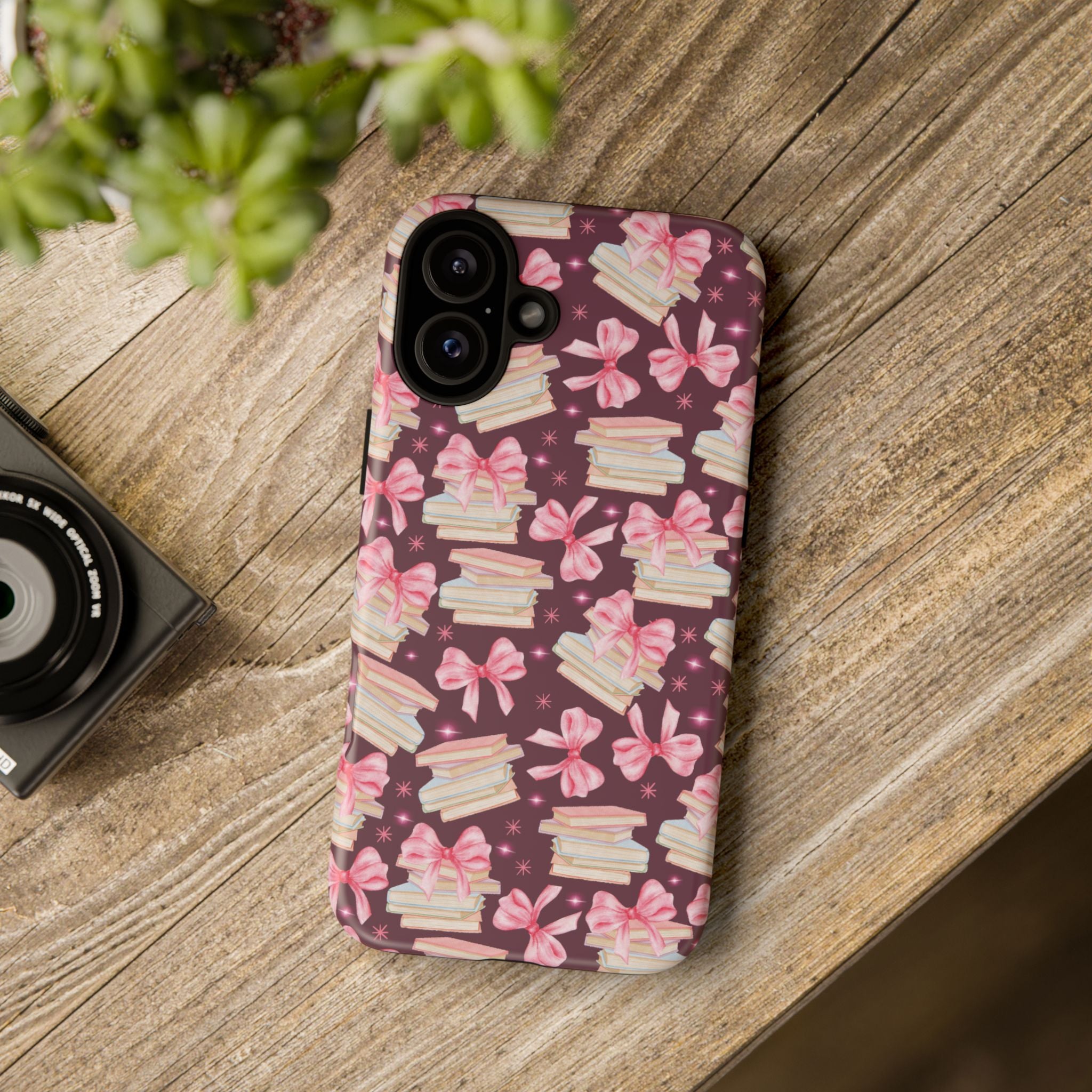 Coquette Pink Bows & Books Phone Case for iPhone 17 and Samsung, Pixel | Stylish Protective Cover Gift for Her Perfect for Floral Lover