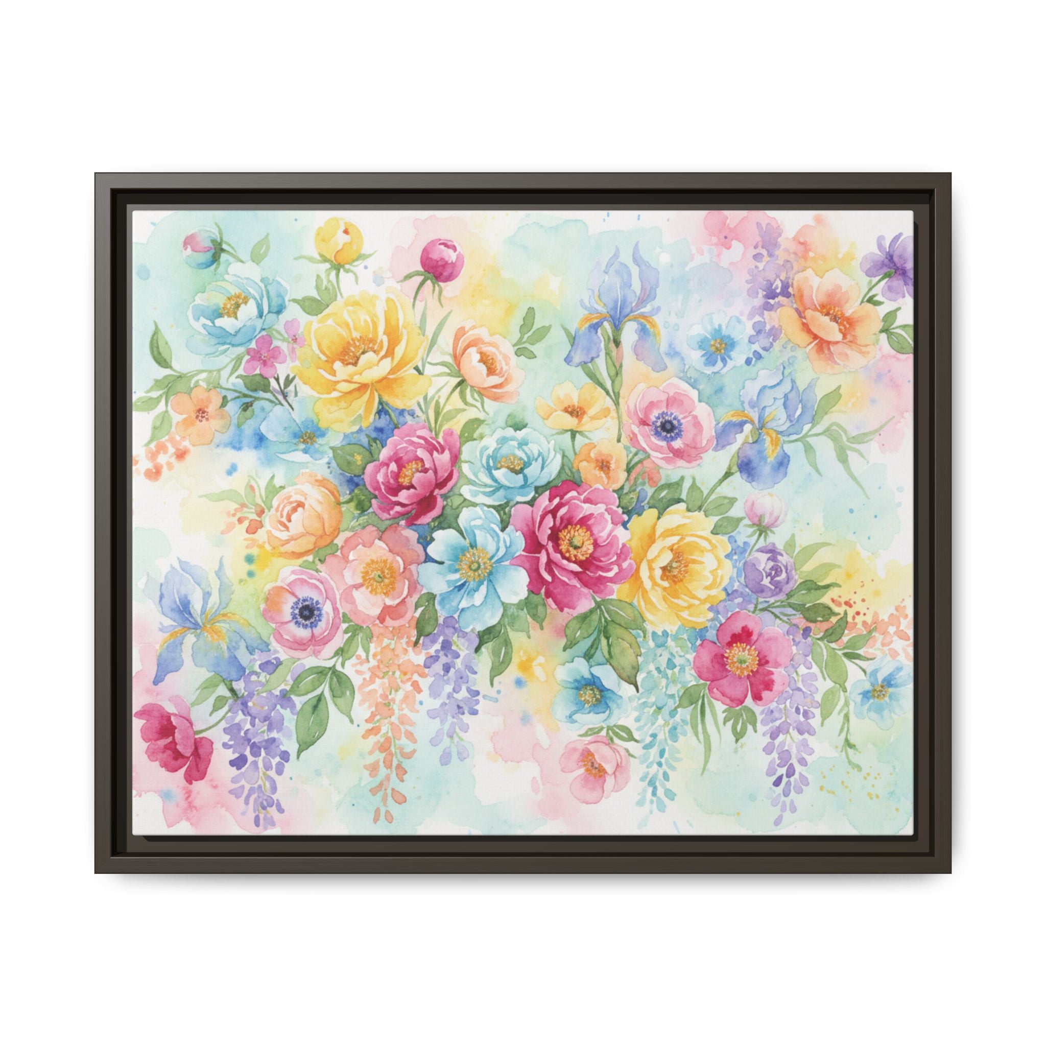 Watercolor Floral Bouquet Canvas, Framed Matte Wall Art | Multi-Color Wall Art
