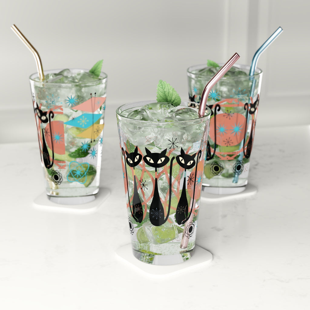 Atomic Cat Pint 16 Oz Glass Stylish & Durable Drinkware for Everyday Use, Perfect Gift Item Dishwasher Party Drinkware, Cocktail, Wedding Perfect for Parties Glassware, New House Gift.