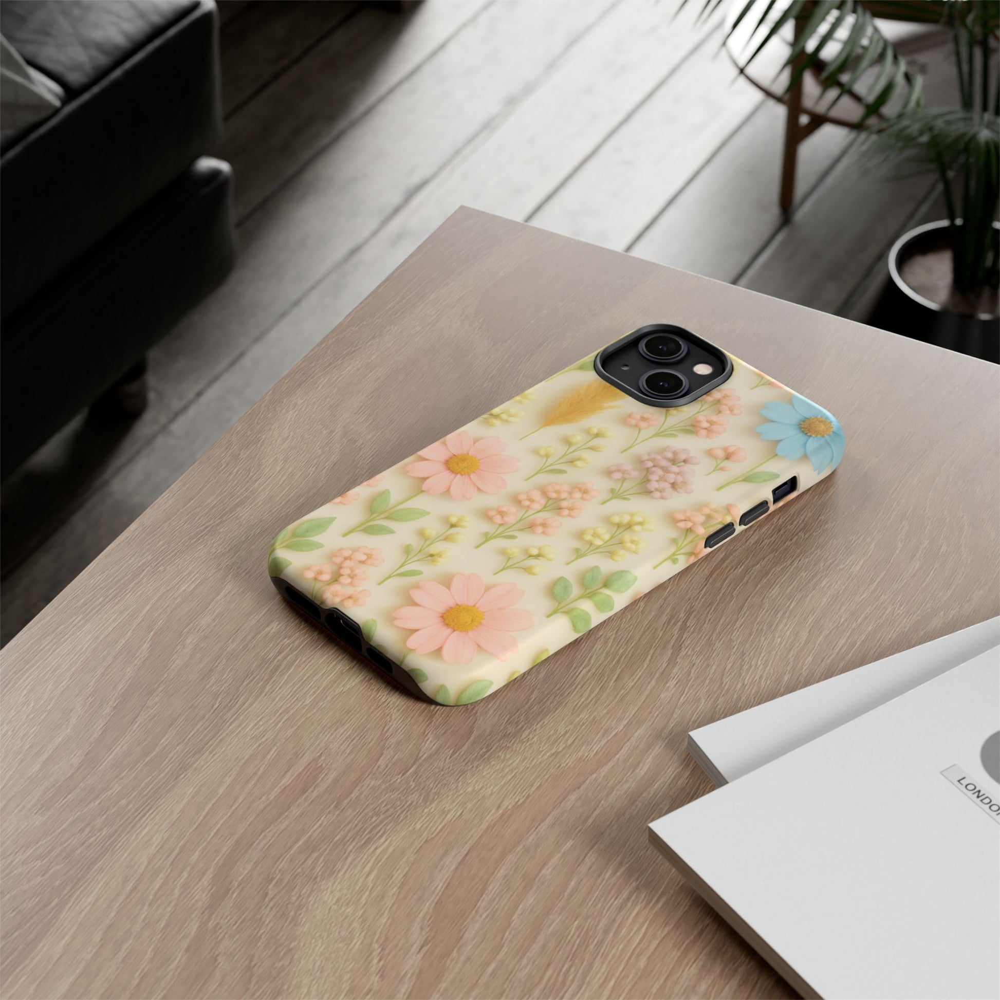 Pastel Dried Flowers Illusion Phone Case 3D Realistic Pressed Floral Design, Bright Botanical Aesthetic, Soft Nature-Inspired CoveriPhone & Galaxy