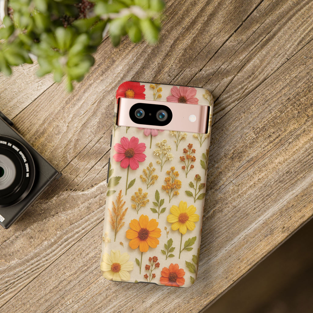 Dried Flowers Illusion Phone Case – Realistic Botanical Aesthetic, Colorful Pressed Floral Art, Trendy Nature-Inspired Protective Cover  iPhone & Samsung Models
