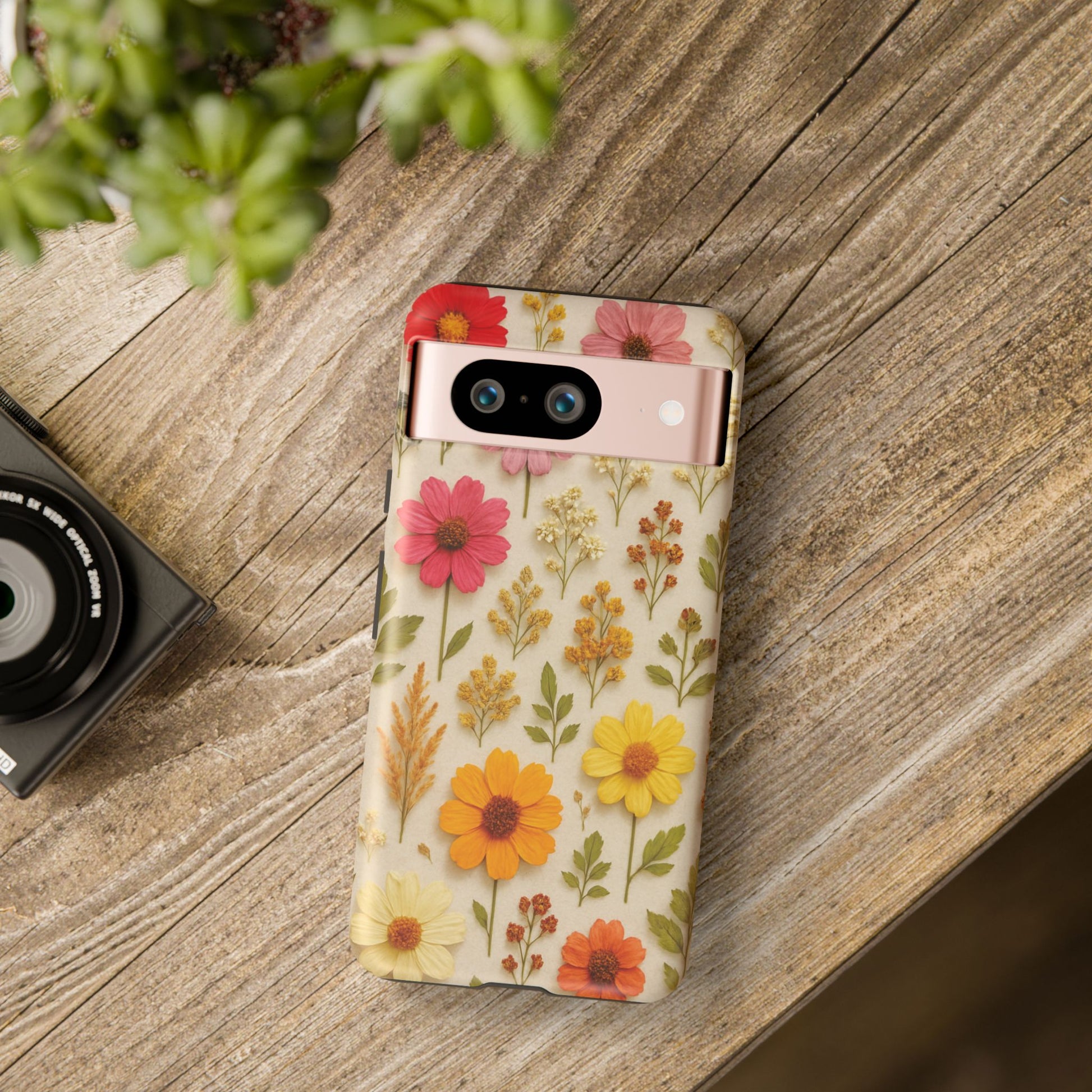 Dried Flowers Illusion Phone Case – Realistic Botanical Aesthetic, Colorful Pressed Floral Art, Trendy Nature-Inspired Protective Cover  iPhone & Samsung Models
