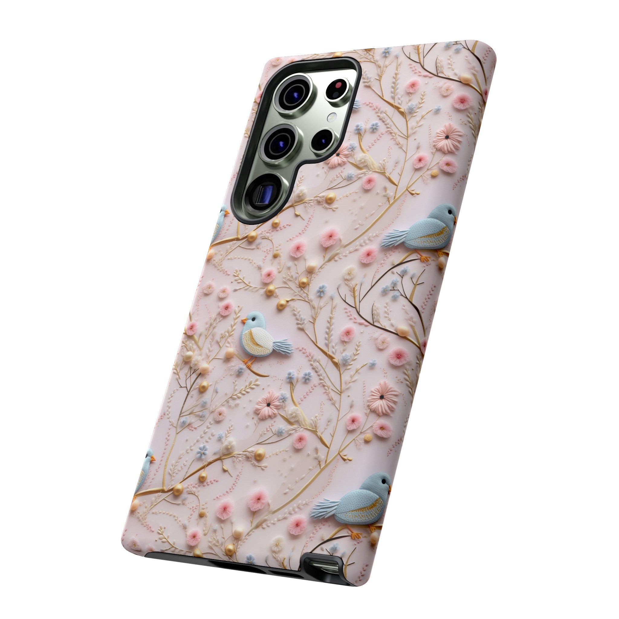 3D Birds Elegant Faux Flowers Phone Case Stylish & Durable for iPhone Samsung Gift iPhone 15, 14, 13 Samsung Pixel Gift for Mom Accessory Gift for Her