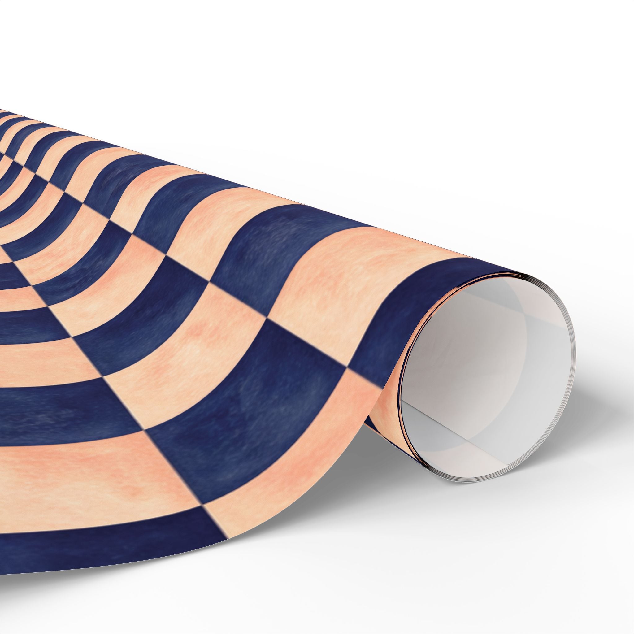 Navy and  Peach Checkerboard Wrapping Paper Wedding, Birthdays
