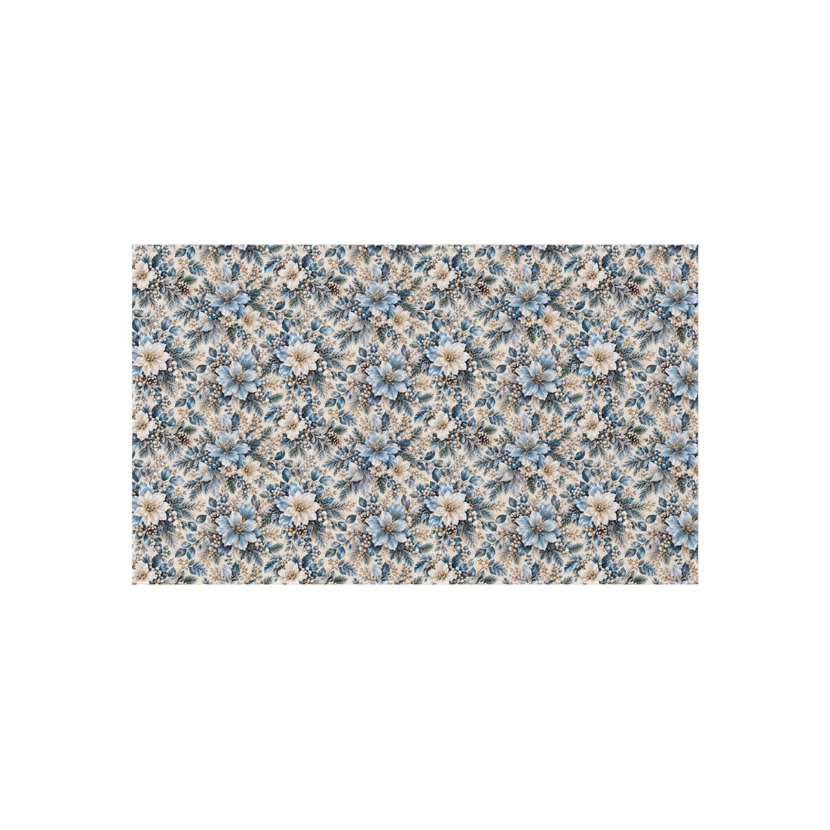 Icy Blue Floral Outdoor Patio Rug