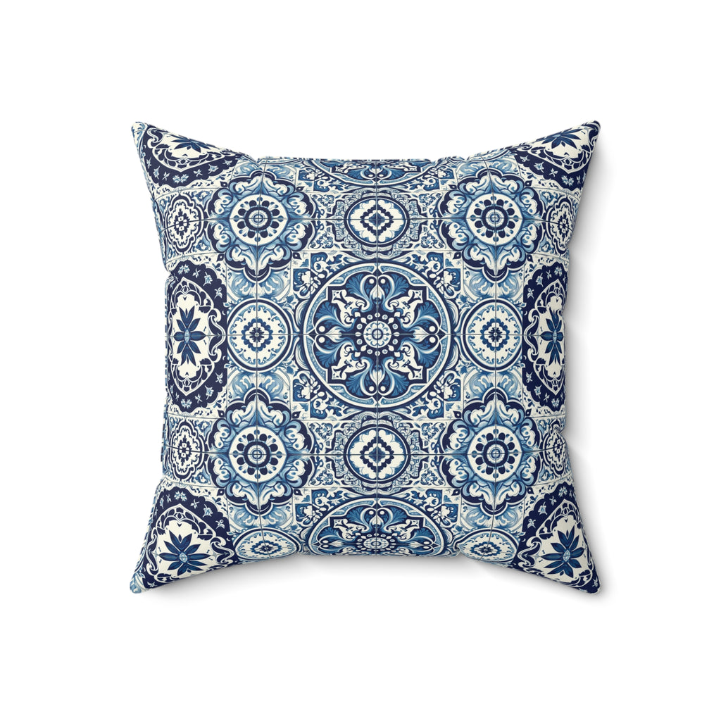 Blue Tile Design Elegance Decorative Pillow Touch of Beauty to Your Decor Living Room Comfort for Bedroom or Housewarming Gift New House, Bridal Shower Gift - MRSBYVALLE