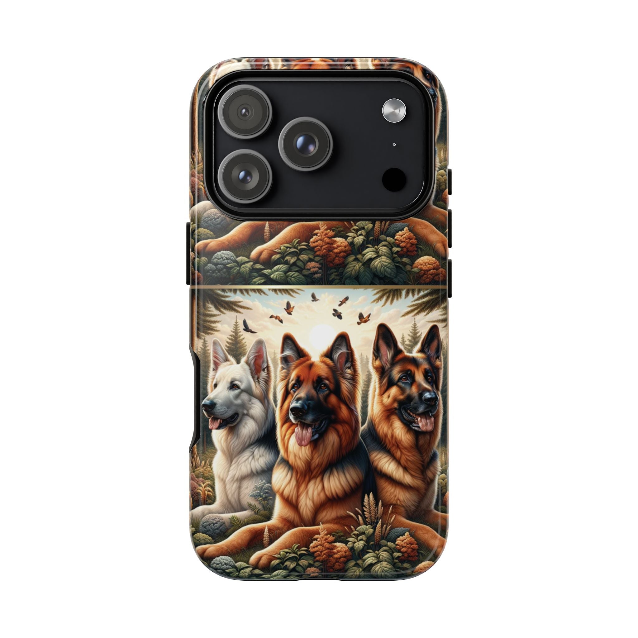 German Shepherd Phone Tough Case Floral Elegant Durable Dog Lover Devices iPhone 15, Samsung iPhone Samsung Accessory Gift for Her