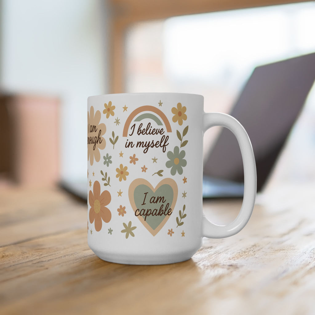 Affirmation Mug: I Am Worthy, I Am Capable, Peace - Daily Motivation, Self-Love Gift, Mindfulness - Positive Quote Coffee Cup for her