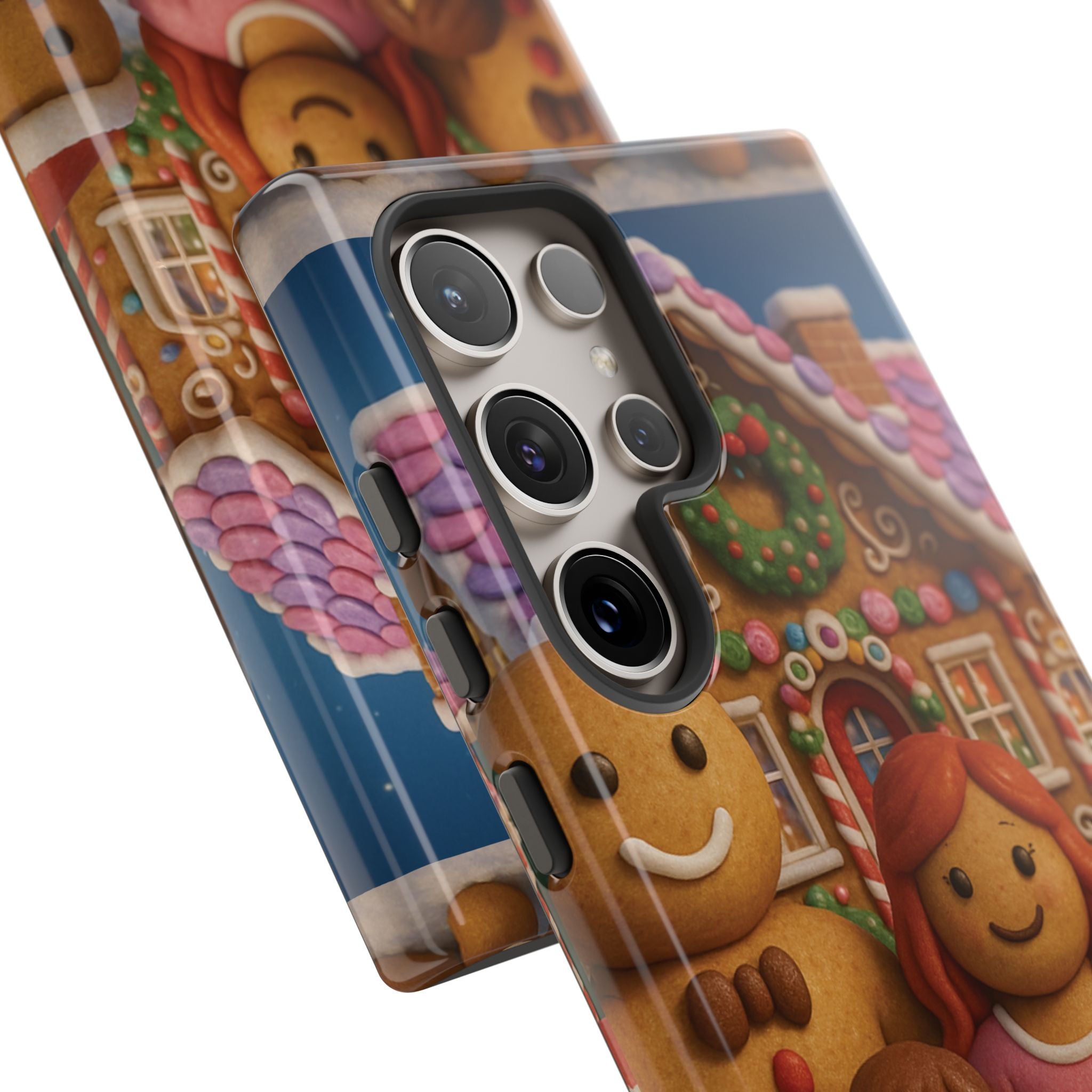 Coque de téléphone esthétique Famille en Pain d'Épices – Design d'inspiration vintage sur le thème de Noël – Étui stylé pour modèles iPhone et Samsung Galaxy