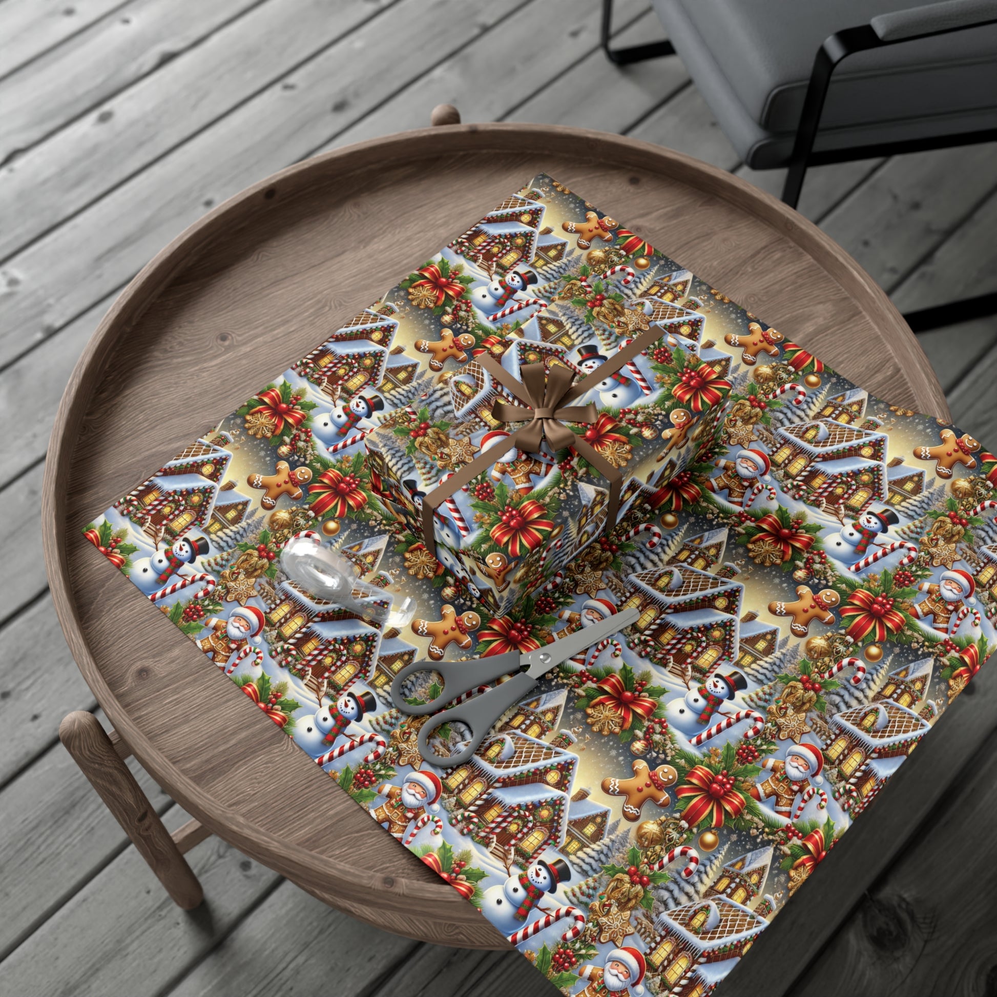 Gingerbread House & Snowman Christmas Wrapping Paper Festive Holiday Gift Wrap with Vibrant Perfect for Christmas Presents and Seasonal Decor - MRSBYVALLE