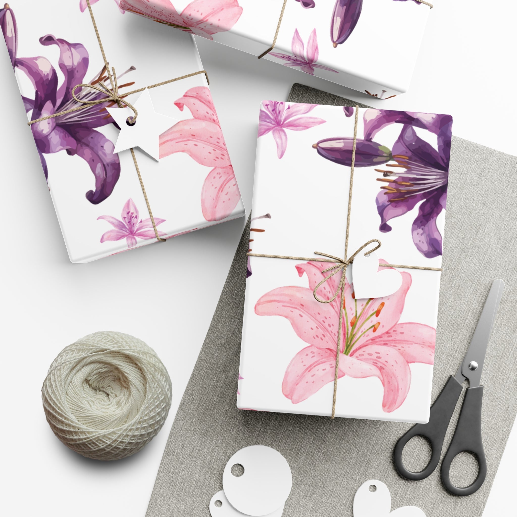 Blooming Tiger Lily Pink and white Wrapping Paper | Cozy Holiday Gift Wrap | Perfect for Christmas Presents, Wedding Celebrations, and Winter Wonderland Themes Christmas - MRSBYVALLE
