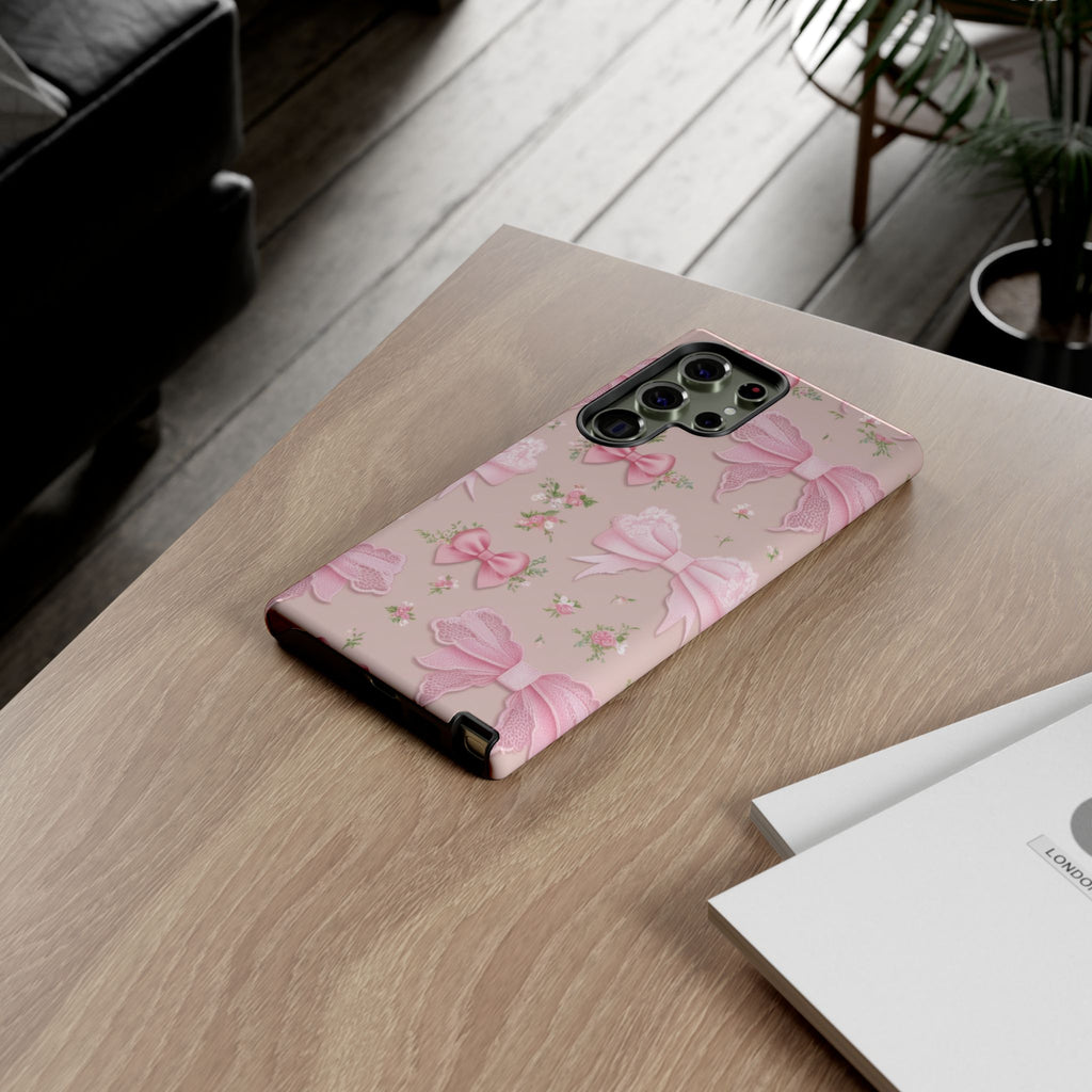 Luxury Pink Bow Phone Case – Cute & Protective Cover for iPhone & Samsung Gift for Her