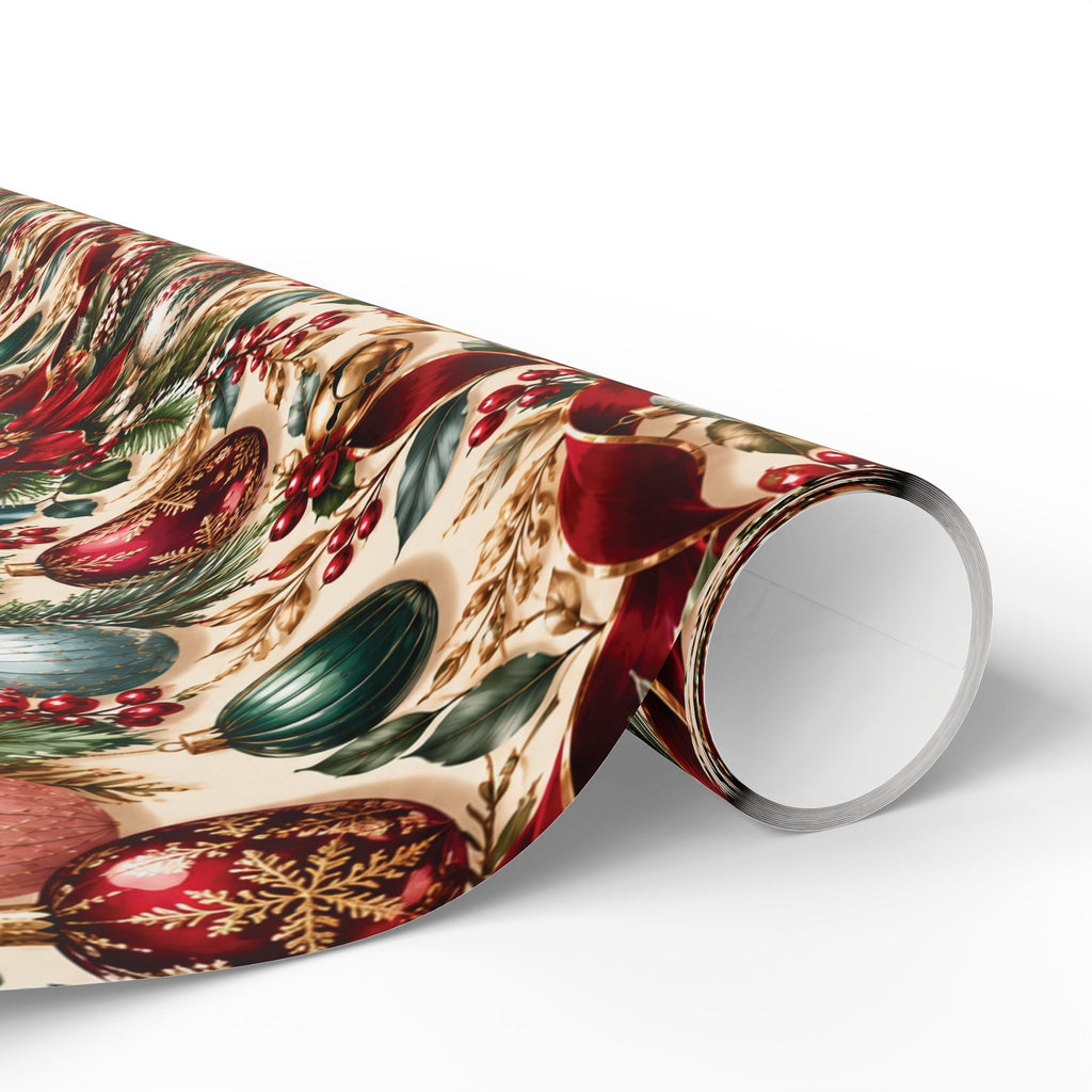 Vintage Christmas Poinsettia Wrapping Paper