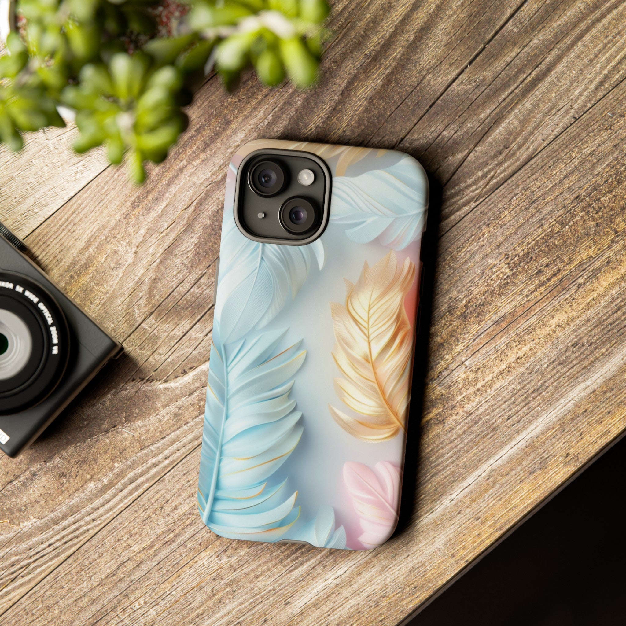 Pastel Feathers Protective Phone Case Gift for Her Phone 15, Samsung iPhone Samsung Gift for Her Case iPhone 15, Samsung iPhone Samsung Accessory Gift for Her
