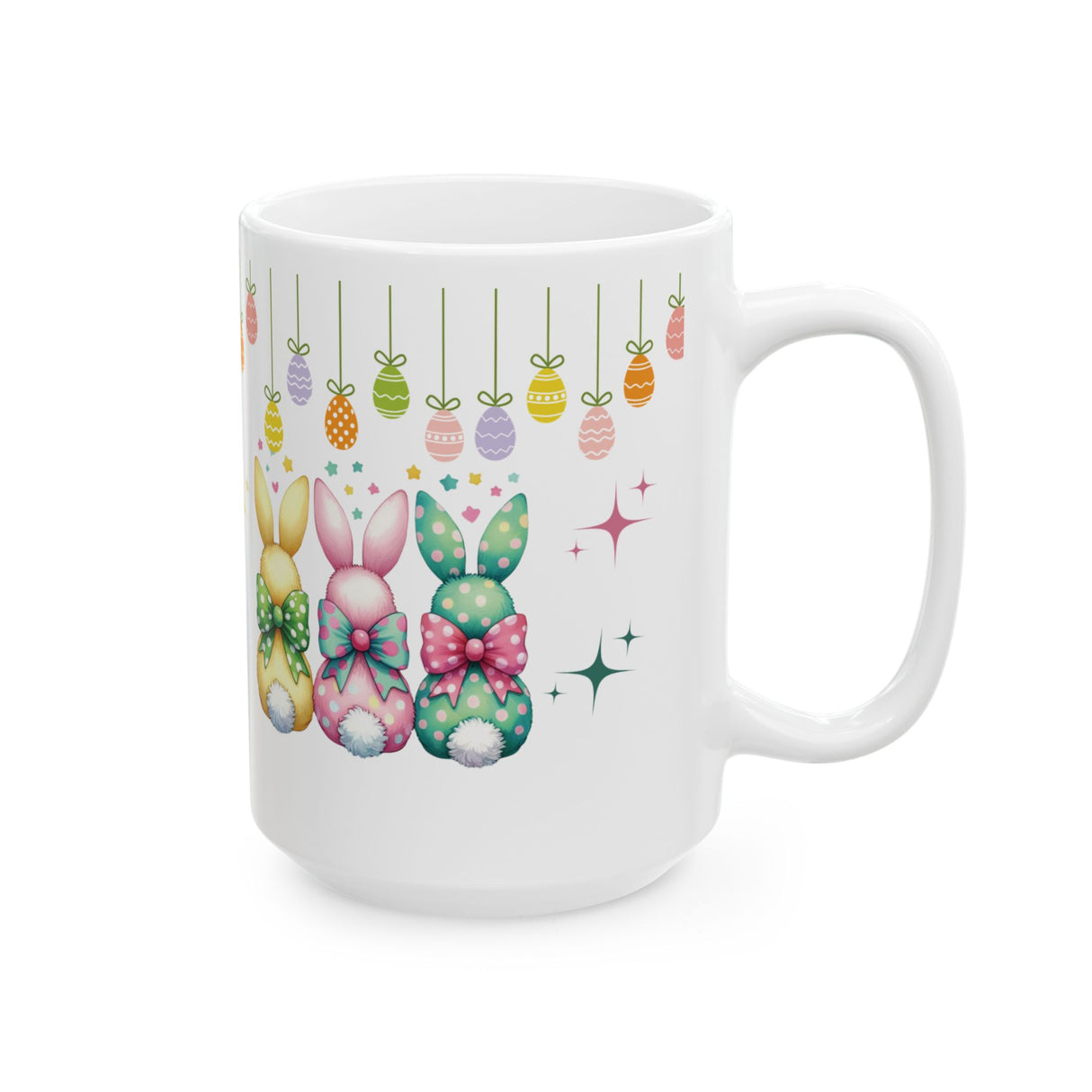 Cute Bunny Bows Mug Adorable Easter Rabbit Design, Available in 11oz & 15oz, Spring Coffee Cup, Bunny Lover Gift, Fun and Cheerful Hot Beverage Mug