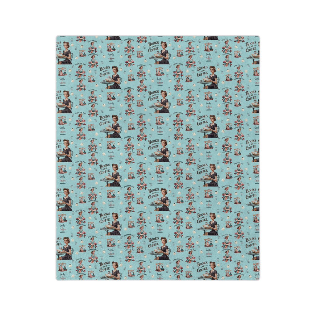 Books and Coffee Retro 50s Minky Blanket Throw Ultra-Soft Minky Blanket Cozy Comfort Blanket Elegant Home Decor Plush Microfiber for Maximum Comfort Blanket, Perfect for Snuggling Decor, Cozy All-Season Warmth, Housewarming Gift Throw - MRSBYVALLE