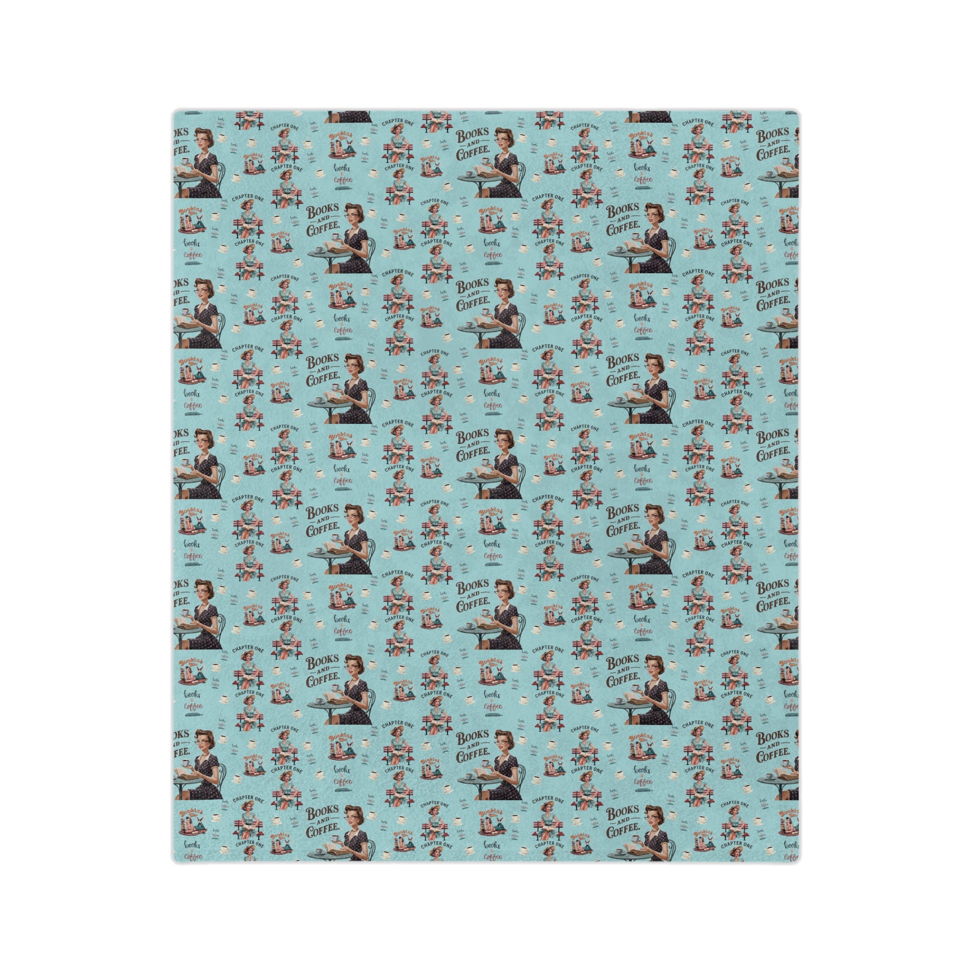 Books and Coffee Retro 50s Minky Blanket Throw Ultra-Soft Minky Blanket Cozy Comfort Blanket Elegant Home Decor Plush Microfiber for Maximum Comfort Blanket, Perfect for Snuggling Decor, Cozy All-Season Warmth, Housewarming Gift Throw - MRSBYVALLE
