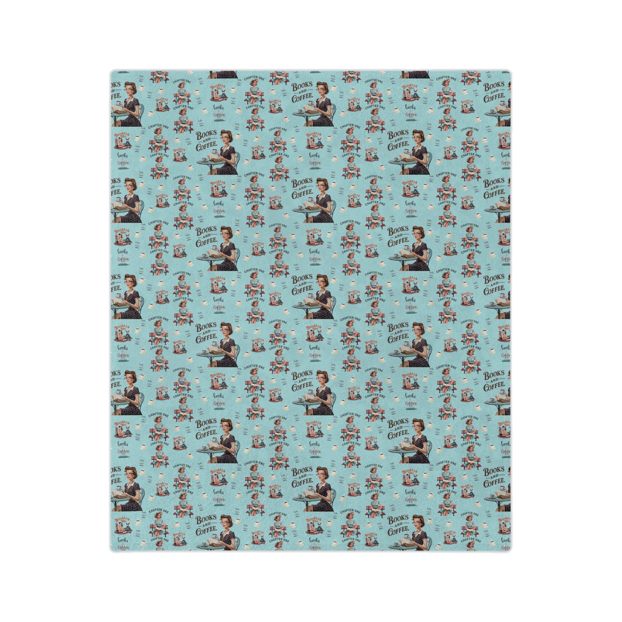 Books and Coffee Retro 50s Minky Blanket Throw Ultra-Soft Minky Blanket Cozy Comfort Blanket Elegant Home Decor Plush Microfiber for Maximum Comfort Blanket, Perfect for Snuggling Decor, Cozy All-Season Warmth, Housewarming Gift Throw - MRSBYVALLE