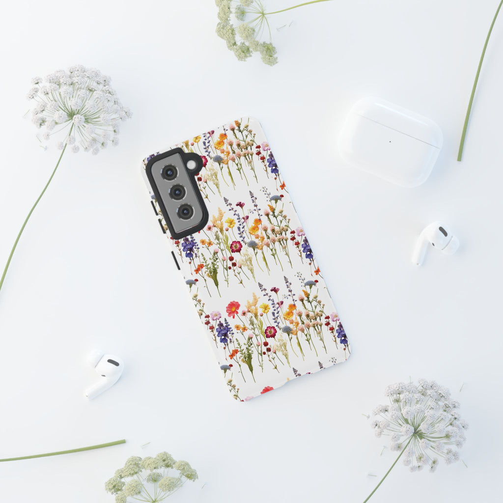 White Best Phone Case Press Flowers Floral 3D Illusion Luxury Tough Case Floral Elegant Durable Stylish for Modern Devices iPhone 17, 16, 15, Samsung iPhone Samsung Accessory Gift for Her