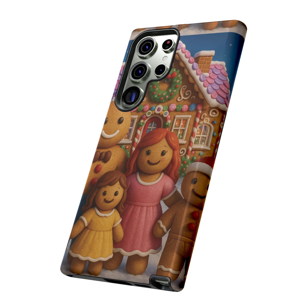 Coque de téléphone esthétique Famille en Pain d'Épices – Design d'inspiration vintage sur le thème de Noël – Étui stylé pour modèles iPhone et Samsung Galaxy