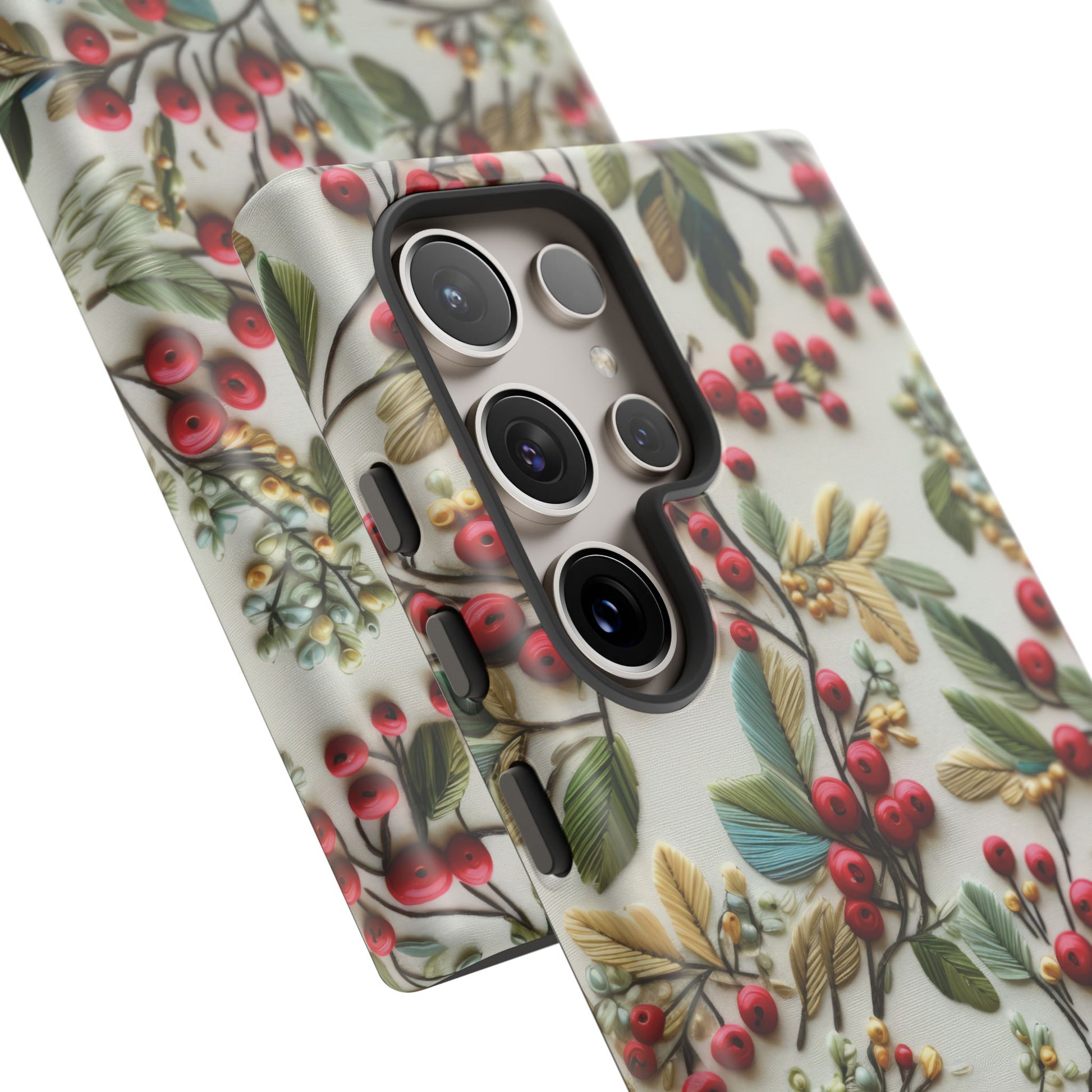 Holly Christmas Wildflowers Boho Chic Design Phone Case - Stylish, Protective Cover for All Models Gift for Mom Accessory Gift for Her