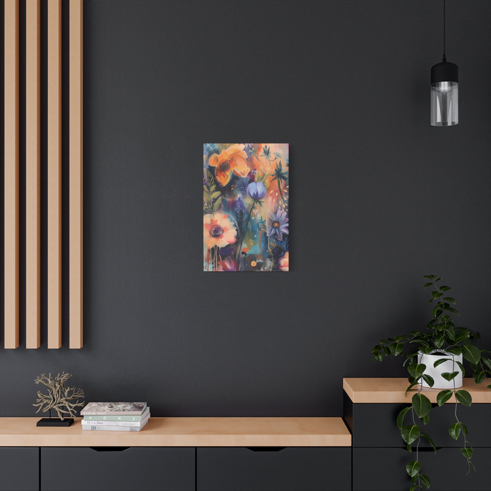 Boho Floral Wall Art Matte Canvas Stretched, Vibrant Botanical Design, Perfect for Living Room, Bedroom, or Office Decor, Adds a Stylish Touch to Any Space1.25" - MRSBYVALLE